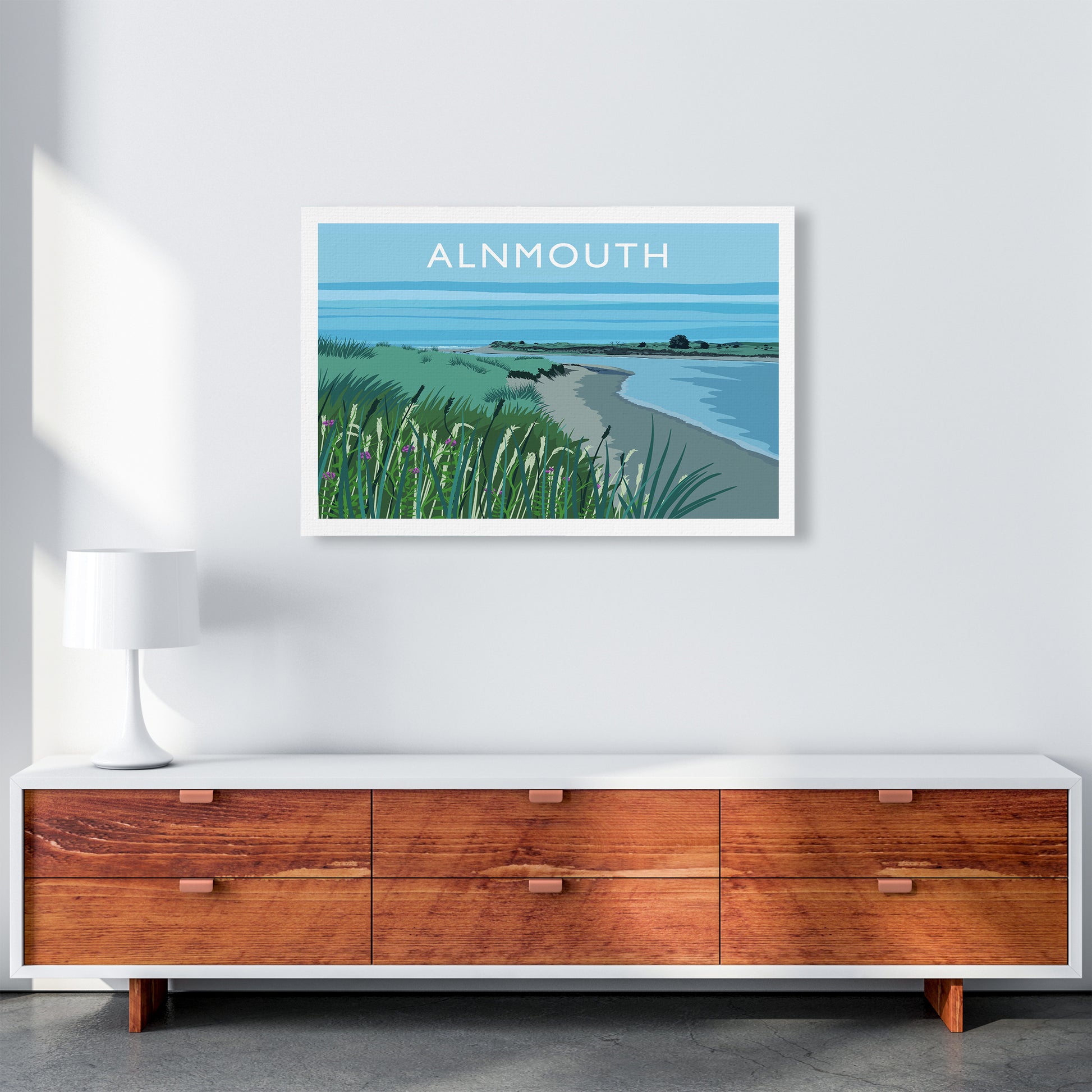 Alnmouth Travel Art Print by Richard O'Neill A1 Canvas
