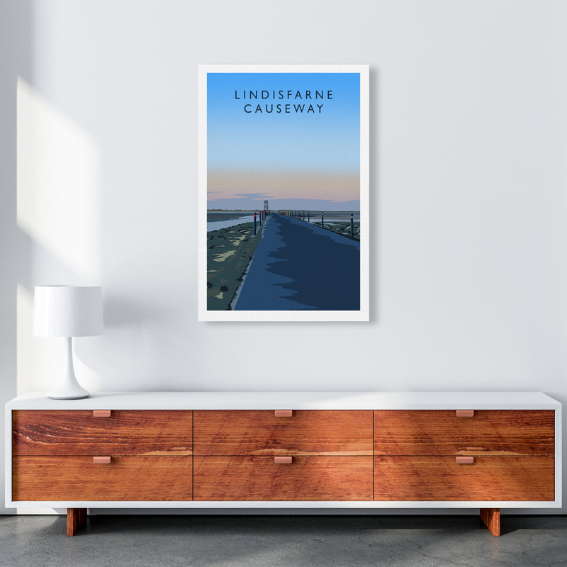 Lindisfarne Causeway portrait Travel Art Print by Richard O'Neill A1 Canvas