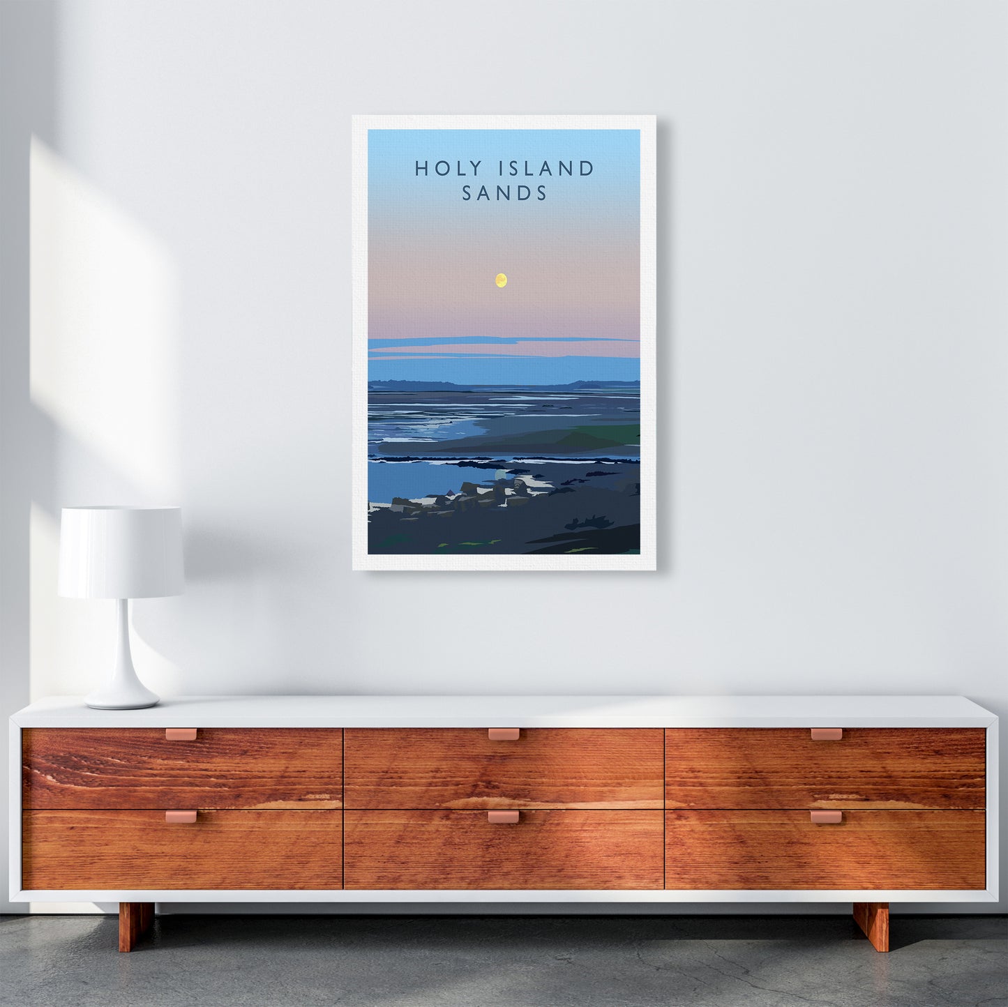 Holy Island Sands portrait Travel Art Print by Richard O'Neill A1 Canvas