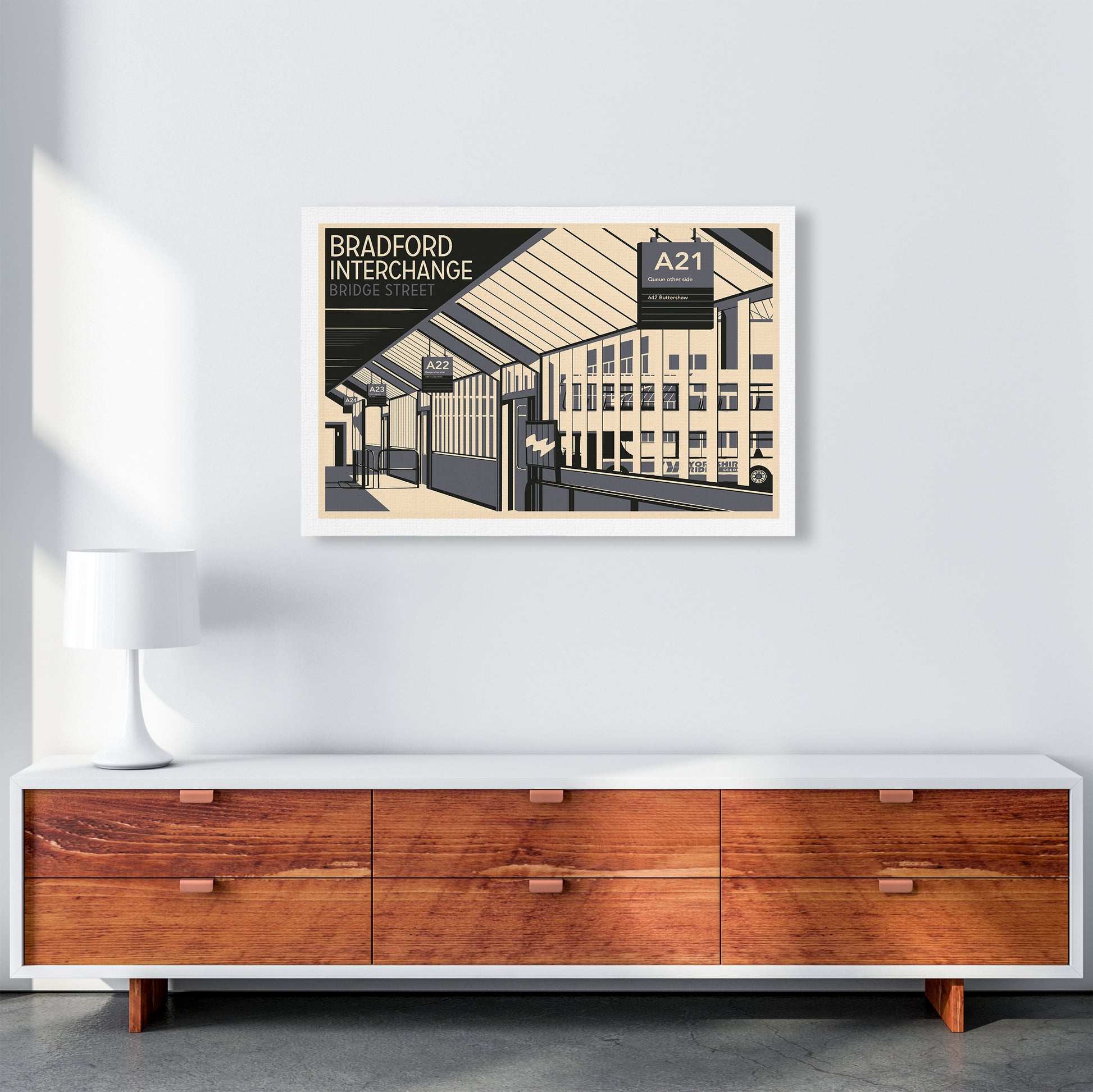 Bradford Interchange, Bridge Street Travel Art Print by Richard O'Neill A1 Canvas