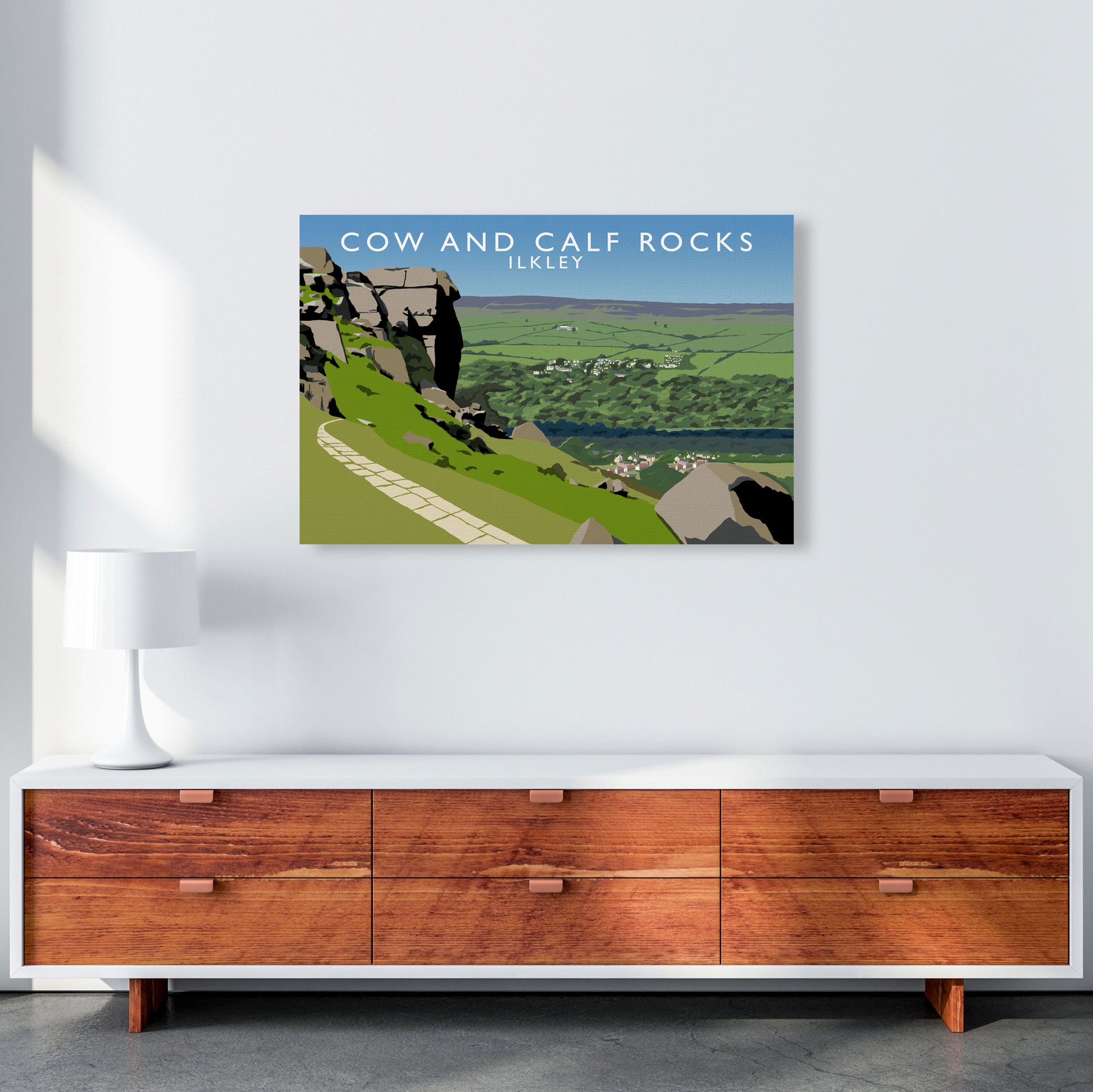 Cow and Calf Rocks Ilkley Framed Digital Art Print by Richard O'Neill A1 Canvas