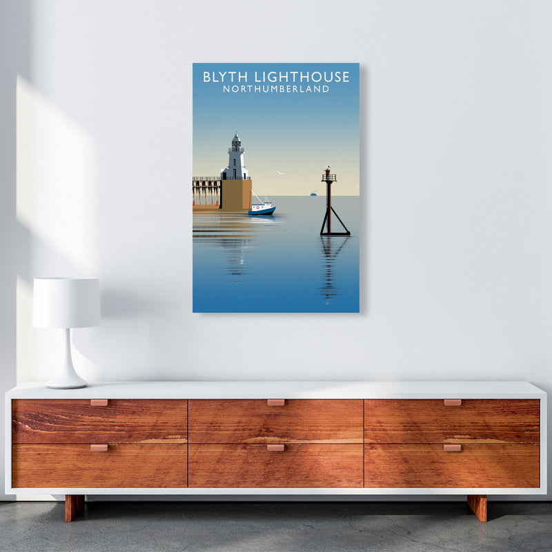 Blyth Lighthouse Northumberland Art Print by Richard O'Neill A1 Canvas