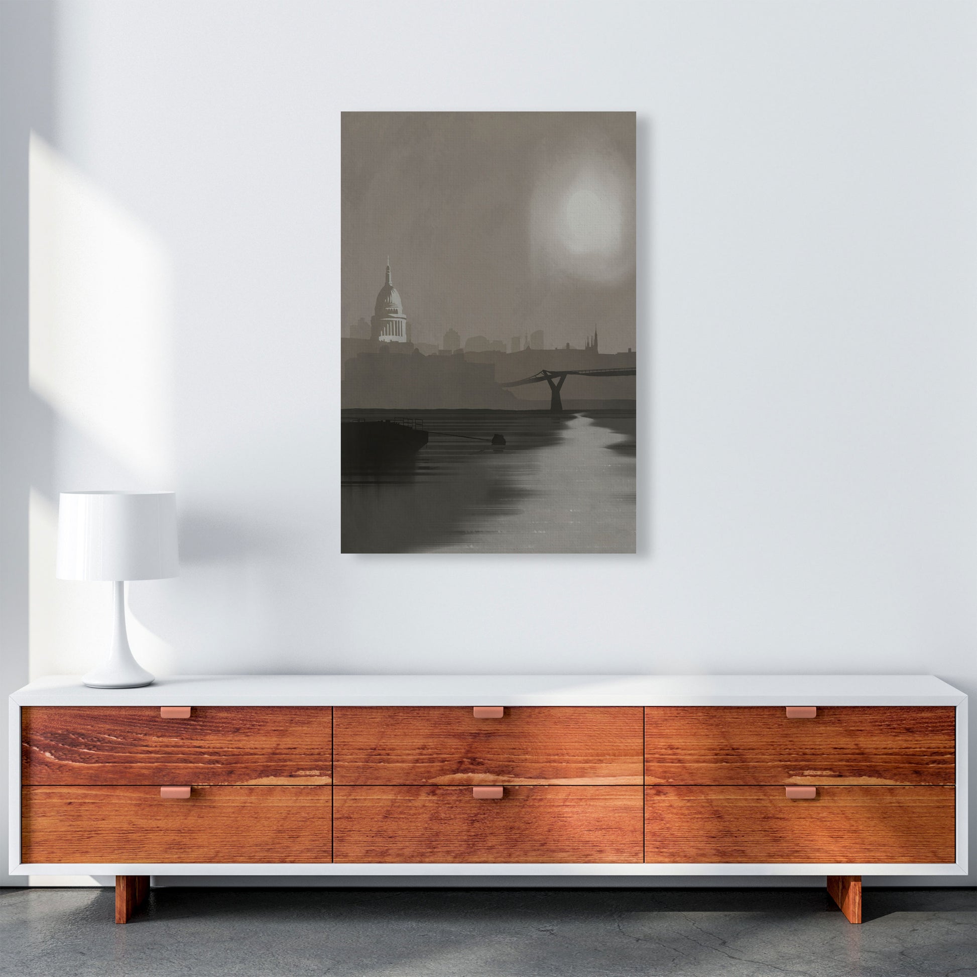St. Paul's In Fog Travel Art Print by Richard O'Neill, Framed Wall Art A1 Canvas