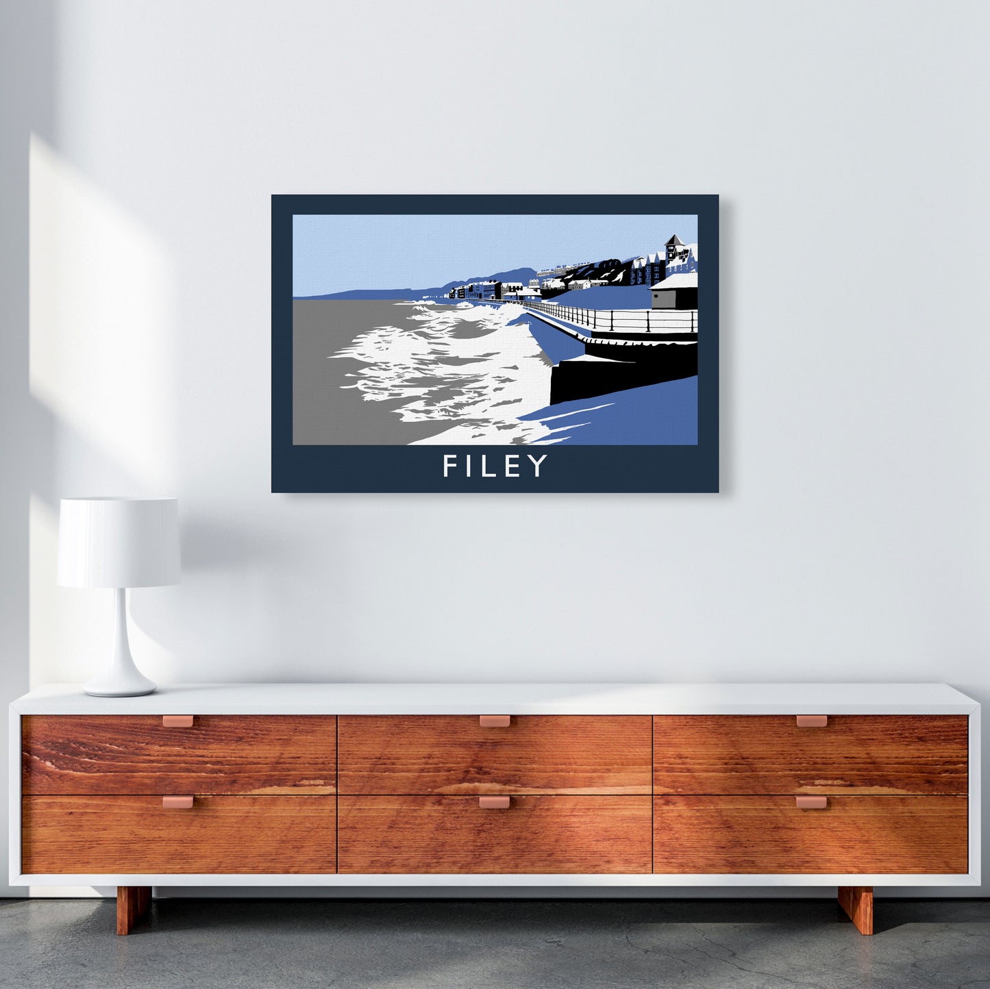 Filey In Snow by Richard O'Neill A1 Canvas