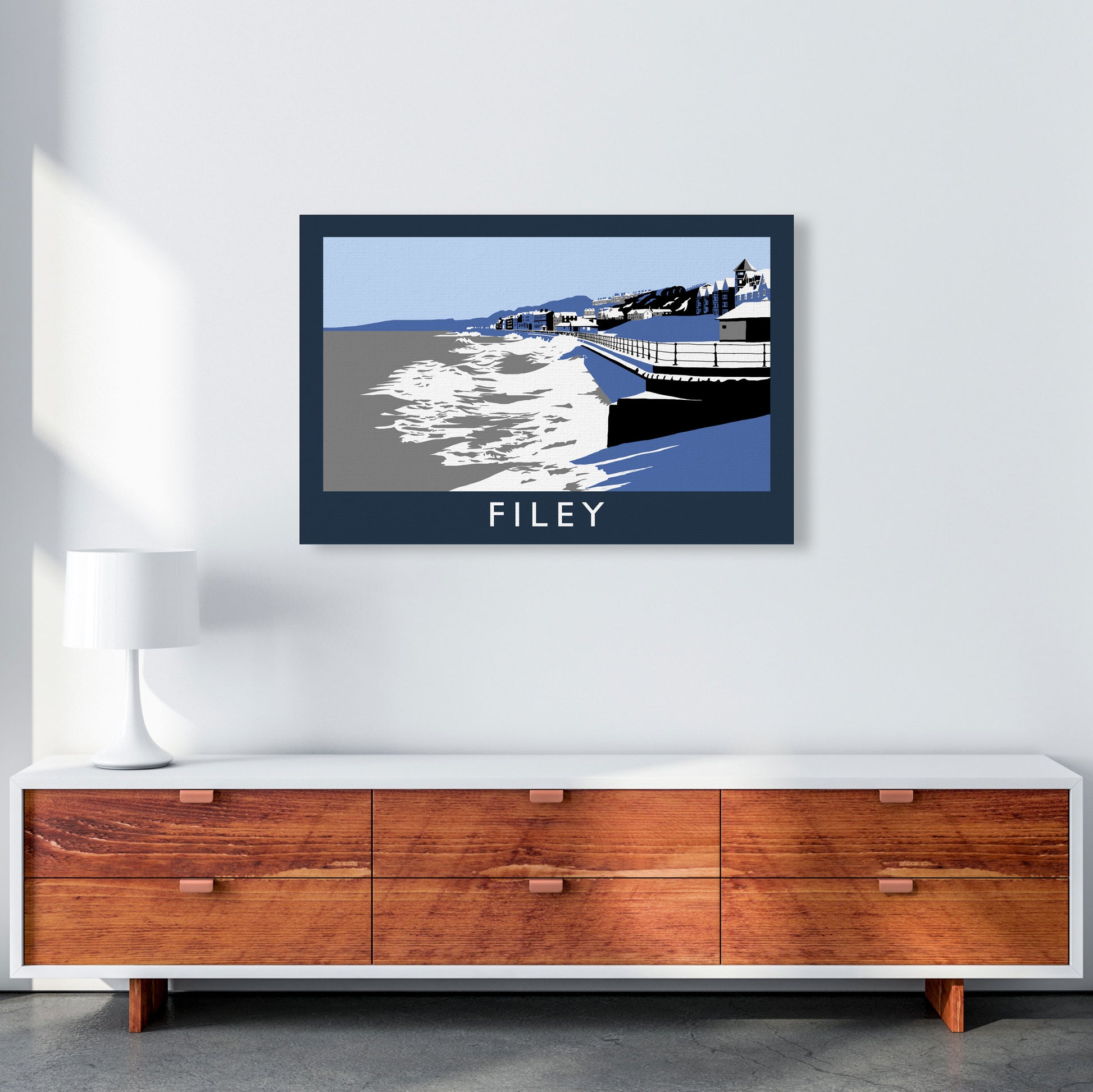 Filey In Snow by Richard O'Neill A1 Canvas