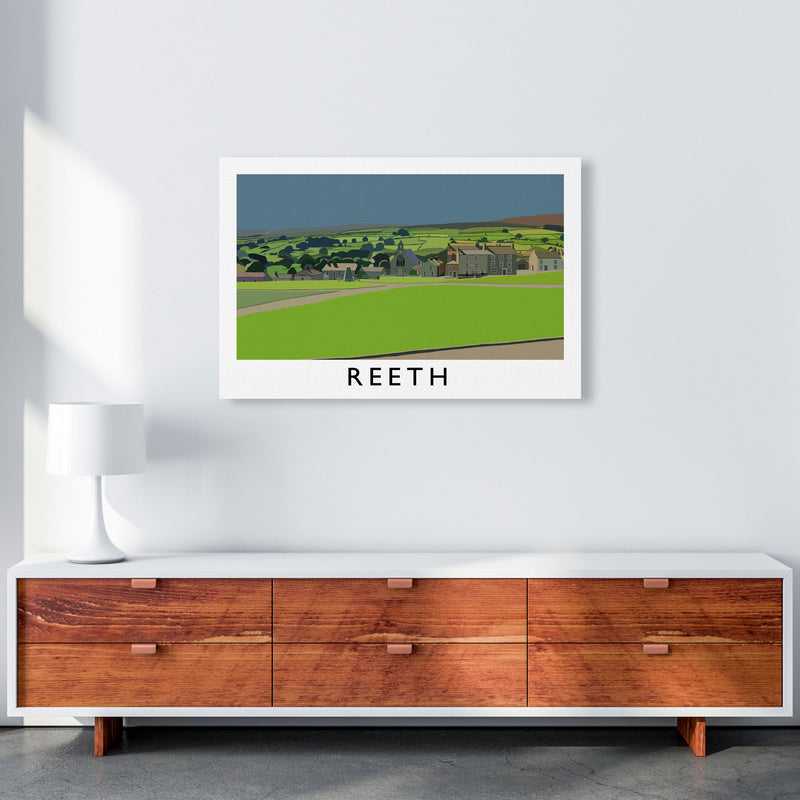 Reeth Travel Art Print by Richard O'Neill, Framed Wall Art A1 Canvas