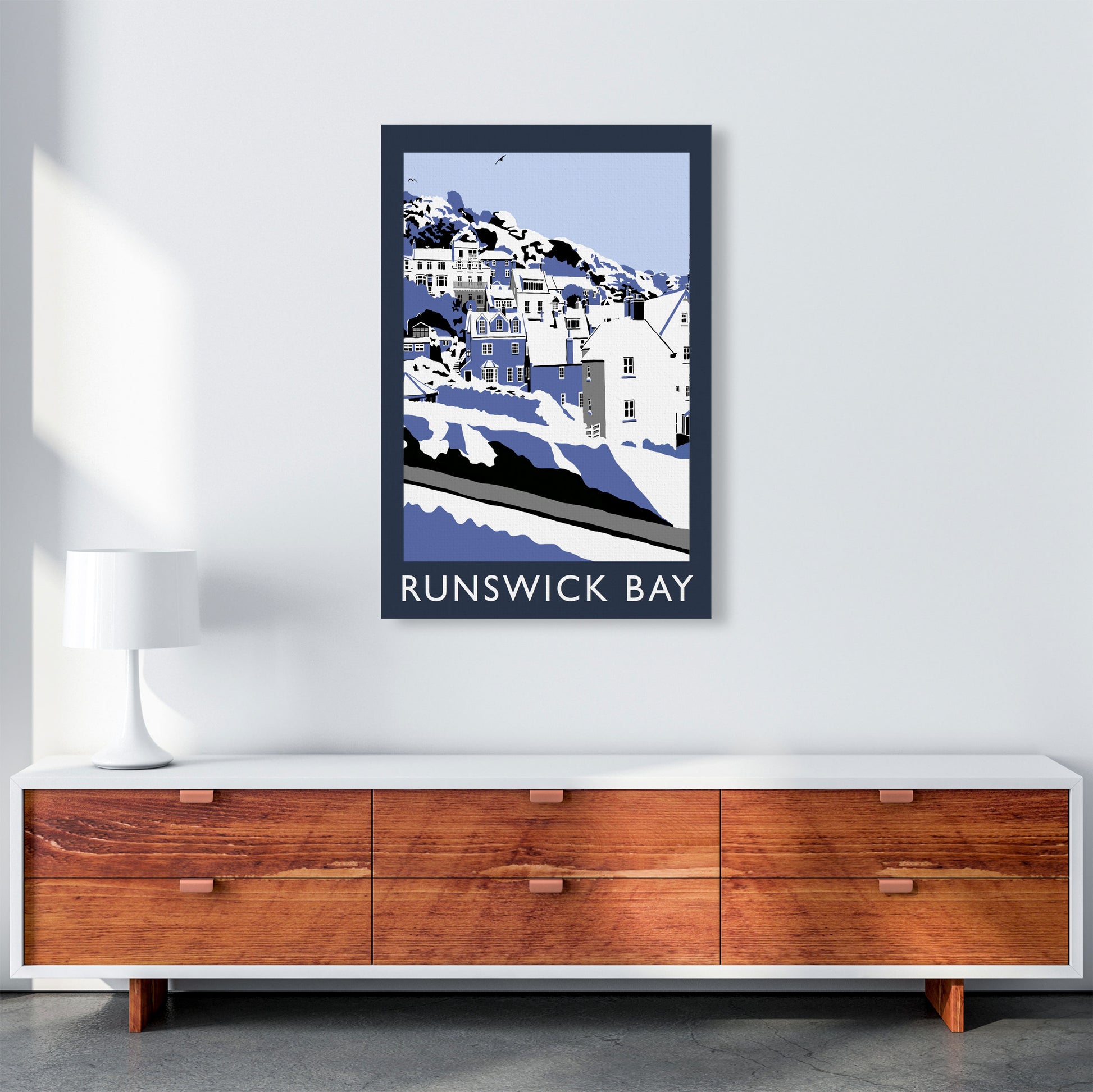 Runswick Bay Digital Art Print by Richard O'Neill, Framed Wall Art A1 Canvas