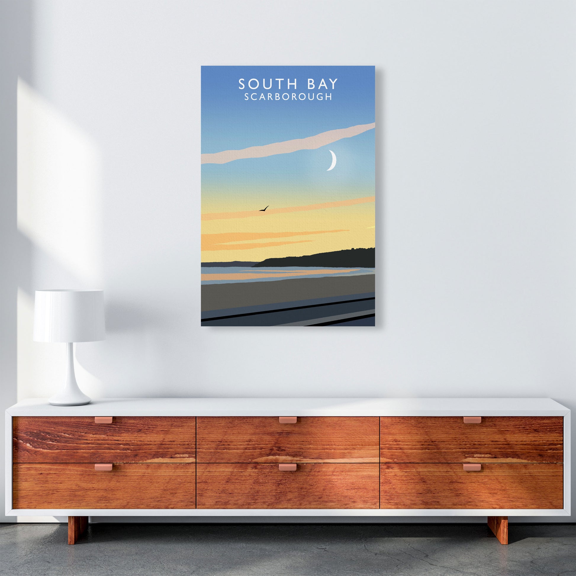 South Bay Scarborough Art Print by Richard O'Neill, Framed Wall Art A1 Canvas