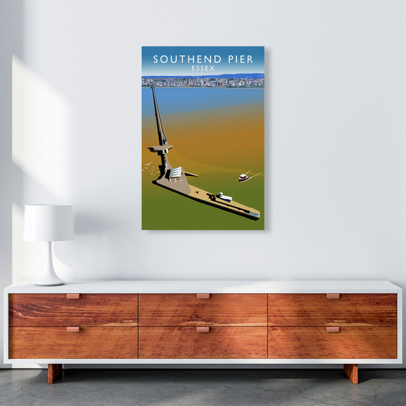 Southend Pier Essex Travel Art Print by Richard O'Neill, Framed Wall Art A1 Canvas