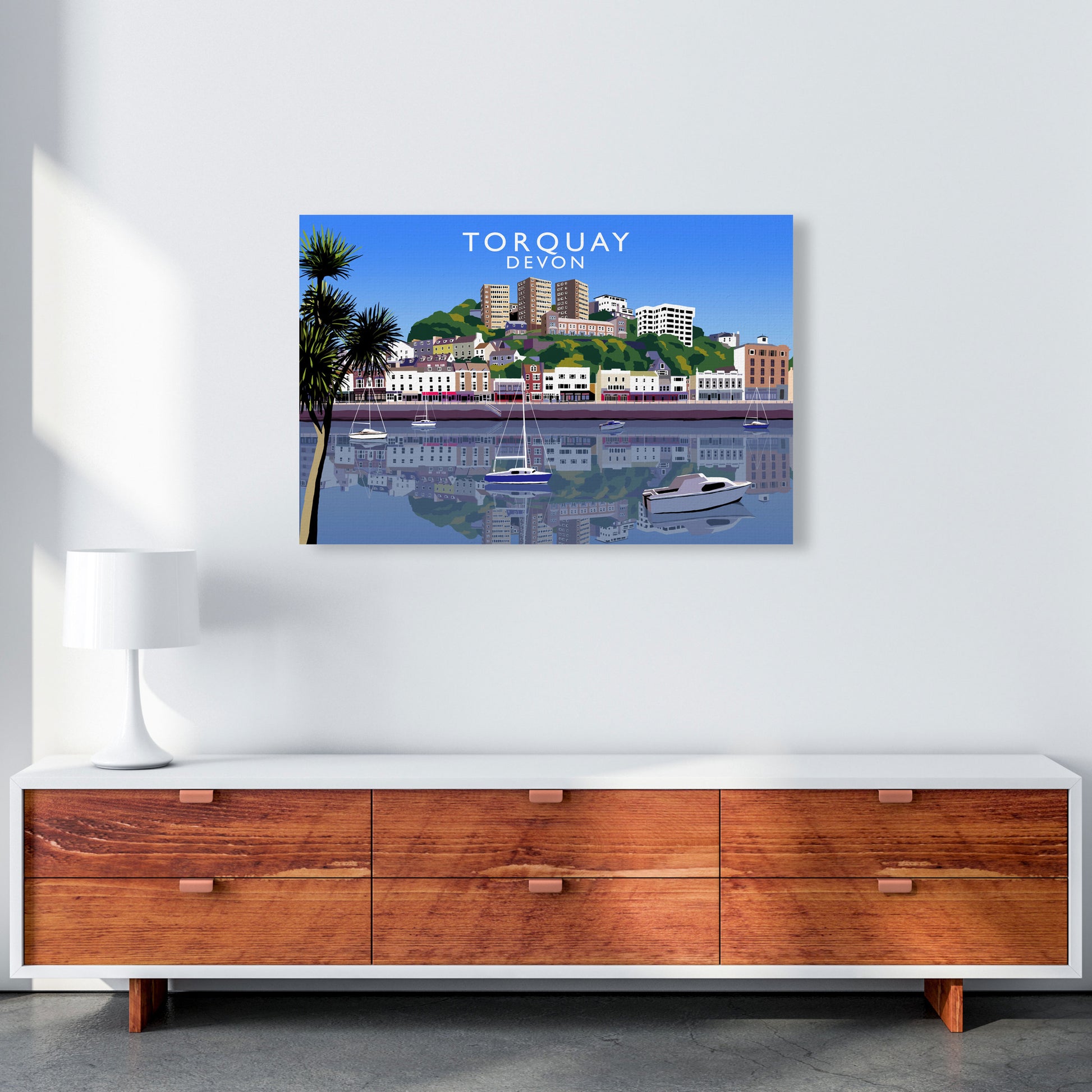 Torquay Devon Art Print by Richard O'Neill, Framed Wall Art A1 Canvas