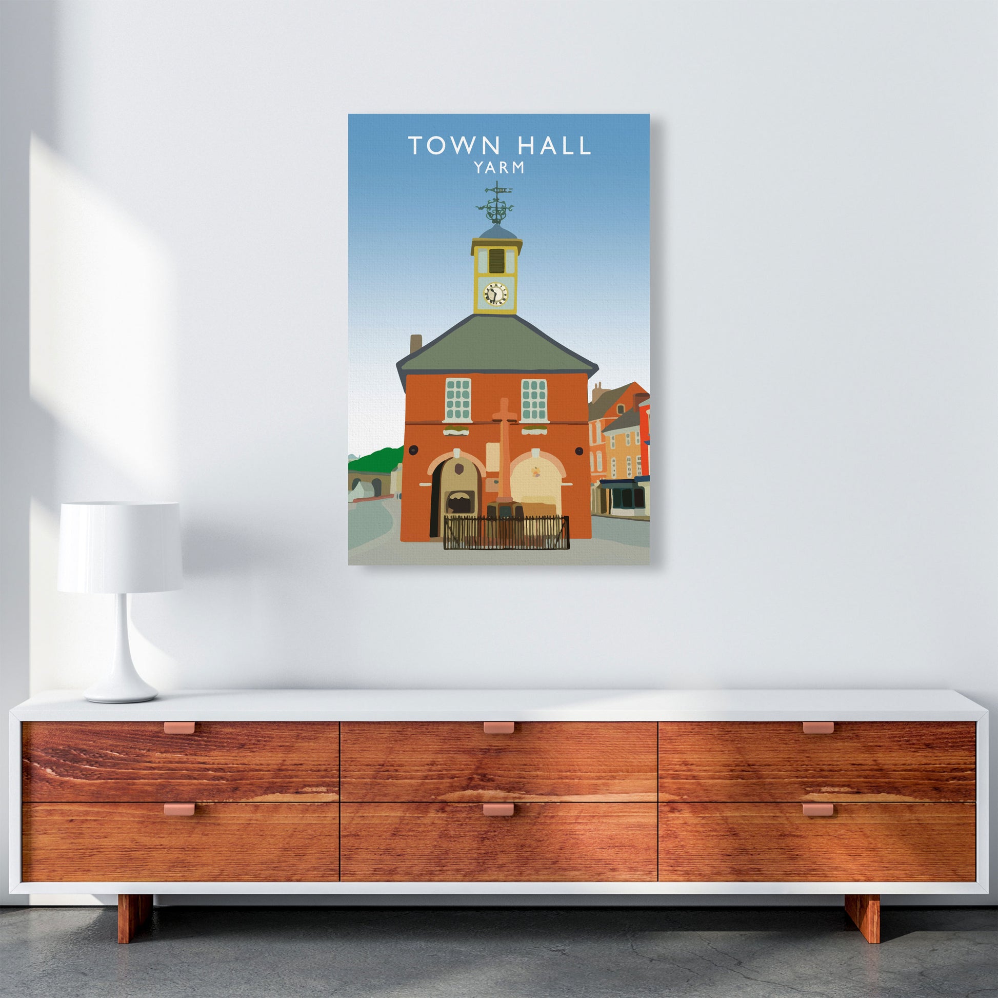Town Hall Yarm Travel Art Print by Richard O'Neill, Framed Wall Art A1 Canvas