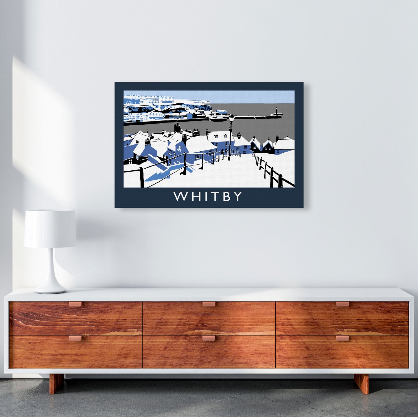Whitby Travel Art Print by Richard O'Neill, Framed Wall Art A1 Canvas