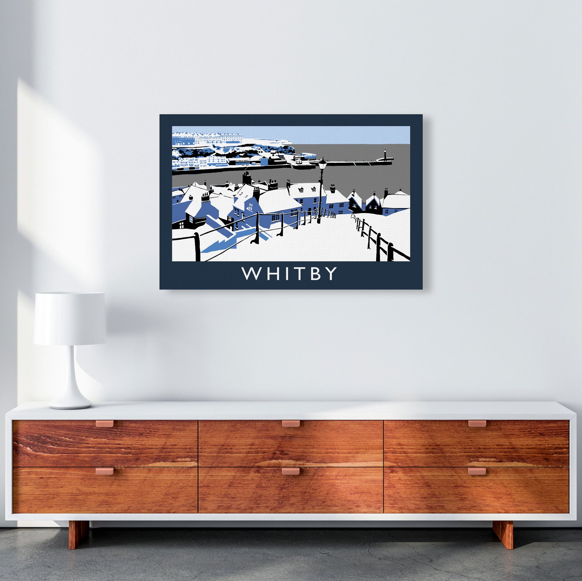Whitby Travel Art Print by Richard O'Neill, Framed Wall Art A1 Canvas