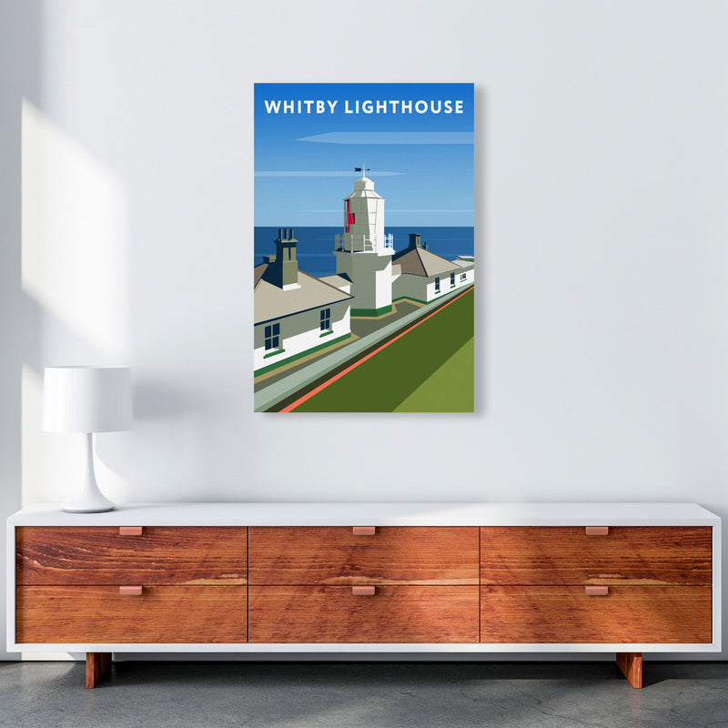 Whitby Lighthouse Travel Art Print by Richard O'Neill, Framed Wall Art A1 Canvas