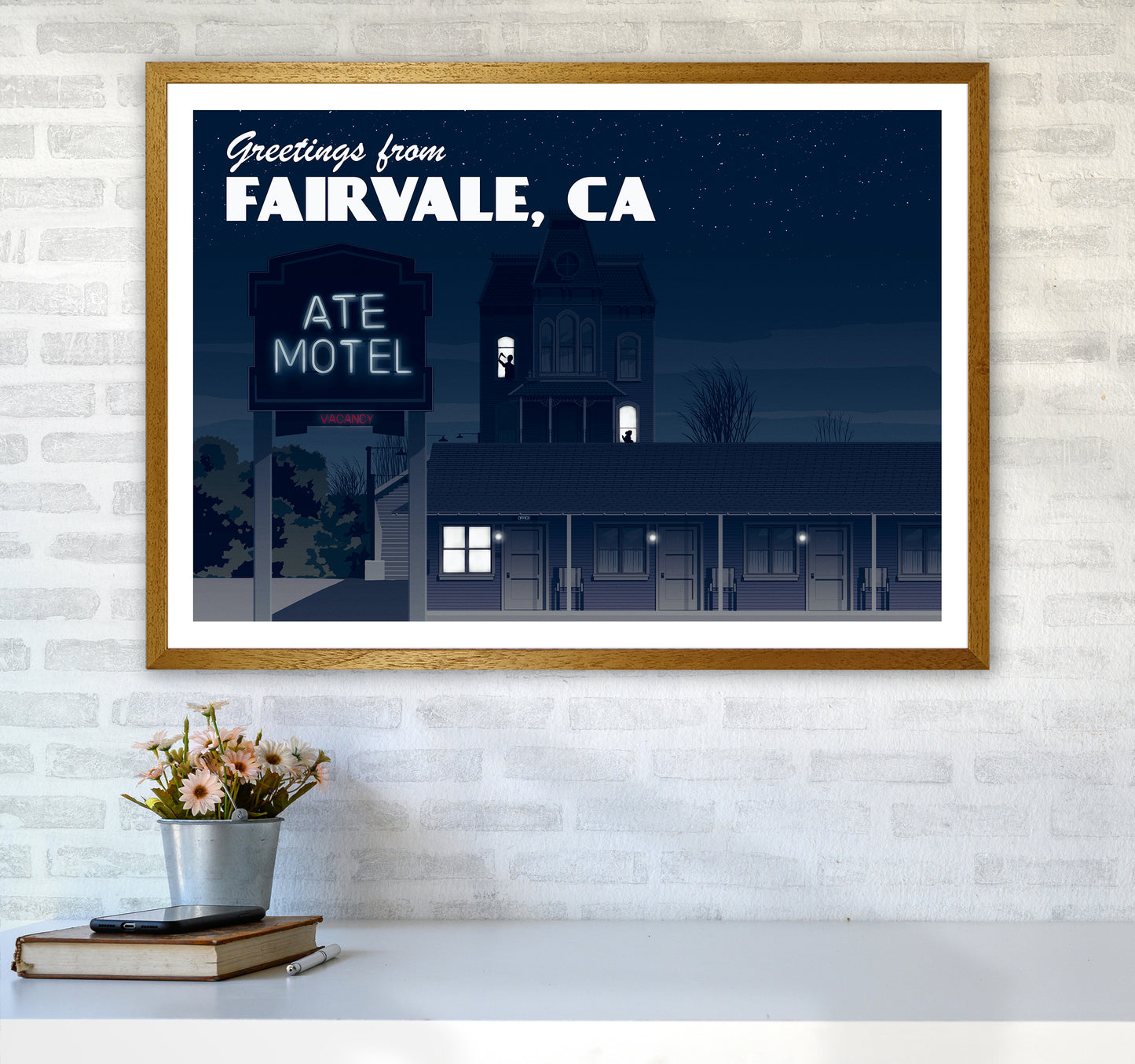 Bates Motel Night Art Print by Richard O'Neill A1 Print Only