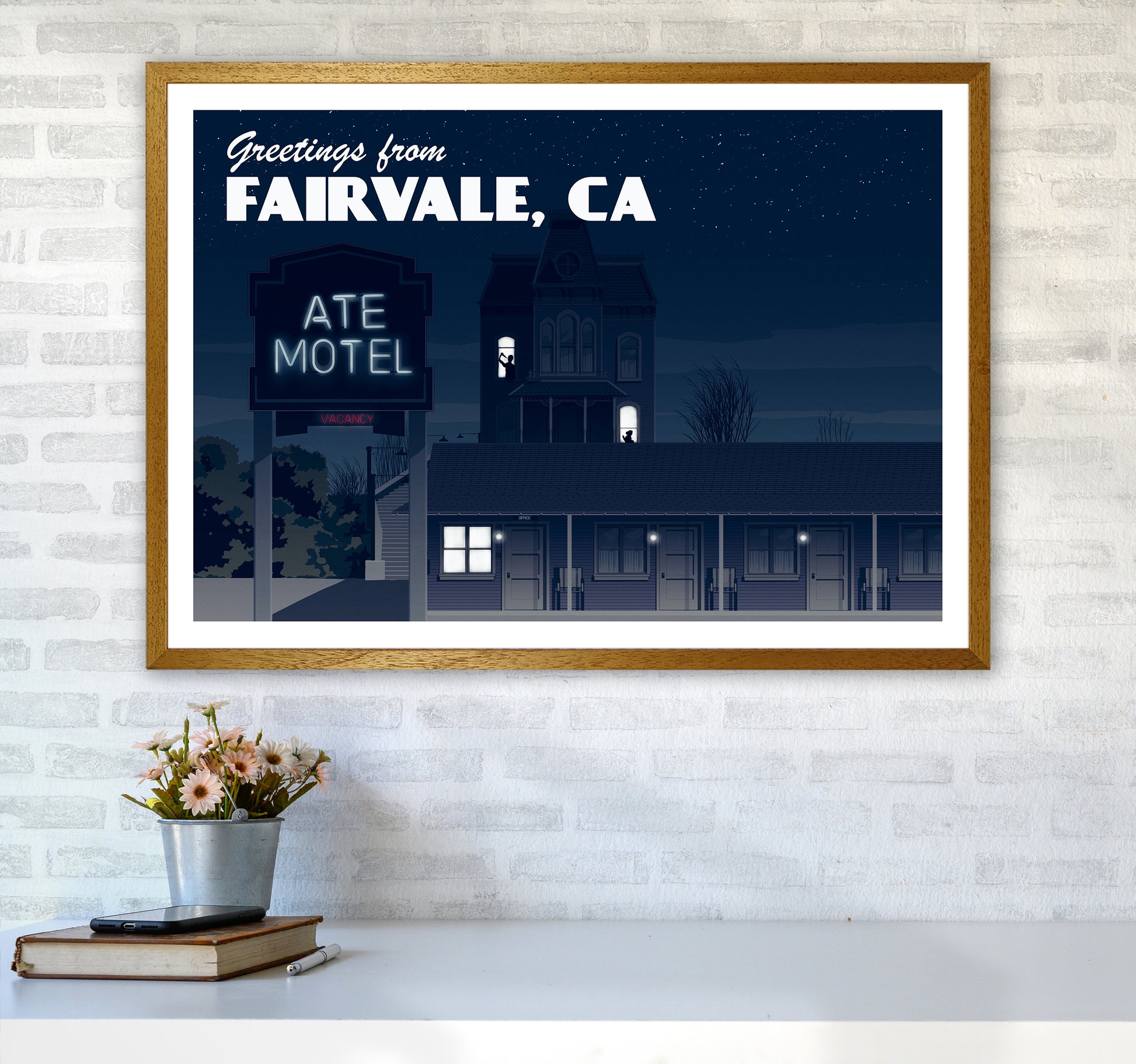 Bates Motel Night Art Print by Richard O'Neill A1 Print Only