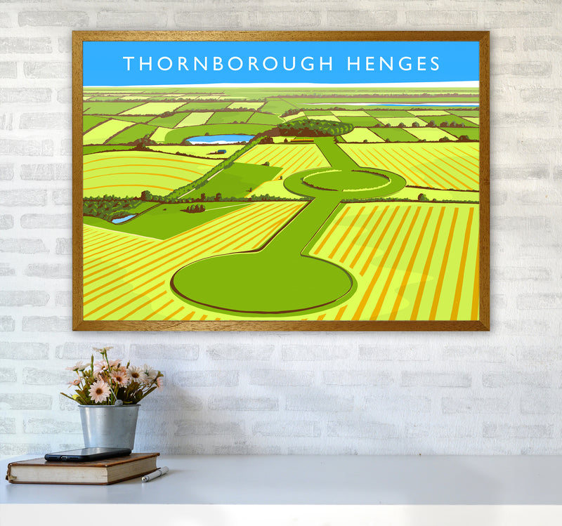 Thornborough Henges Travel Art Print by Richard O'Neill A1 Print Only