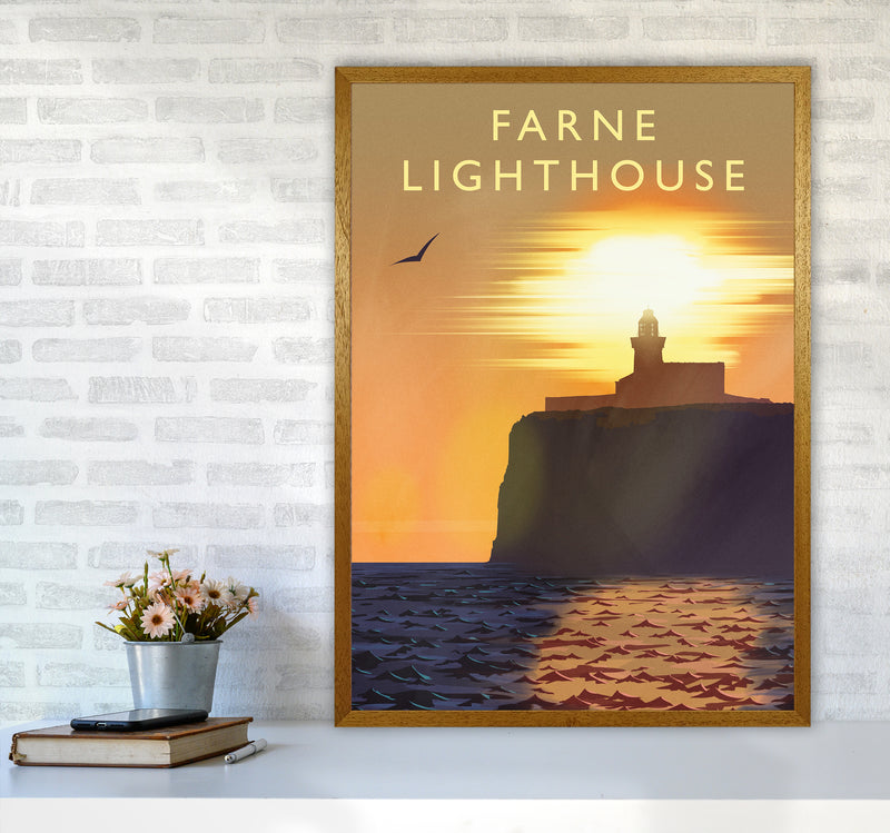Farne Lighthouse portrait Travel Art Print by Richard O'Neill A1 Print Only