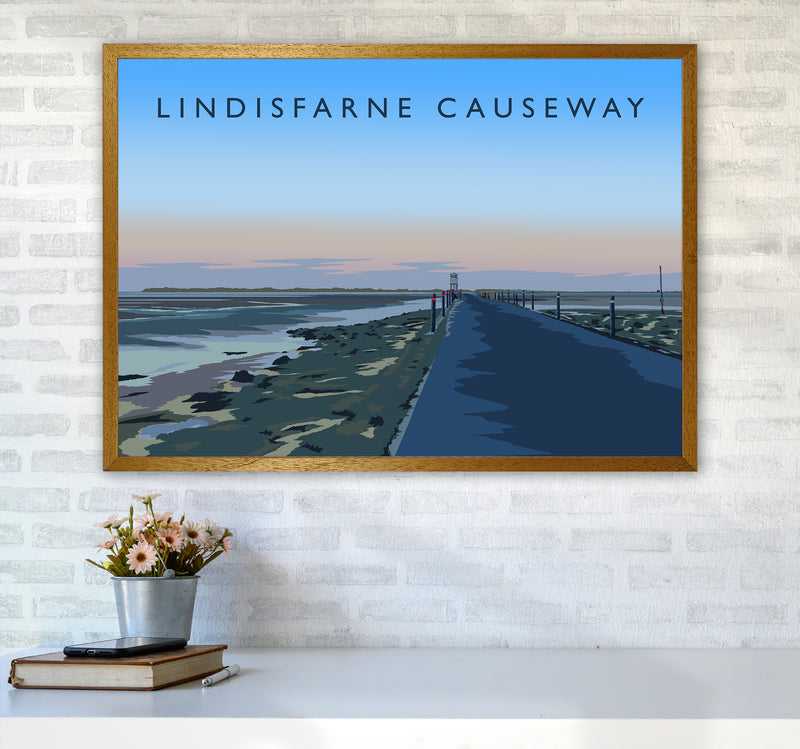 Lindisfarne Causeway Travel Art Print by Richard O'Neill A1 Print Only