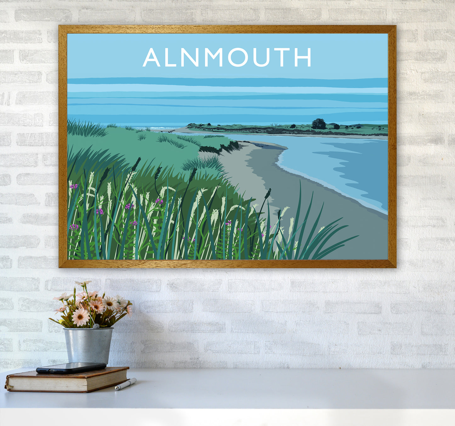 Alnmouth Travel Art Print by Richard O'Neill A1 Print Only