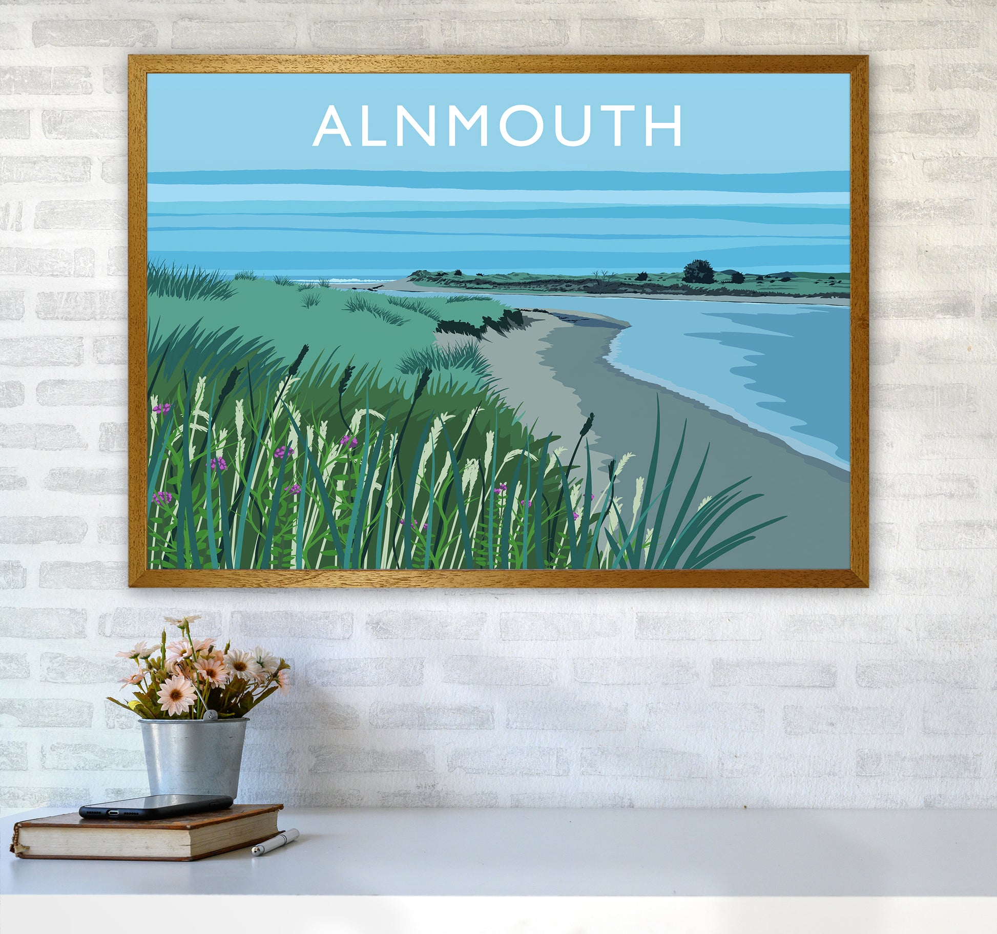 Alnmouth Travel Art Print by Richard O'Neill A1 Print Only
