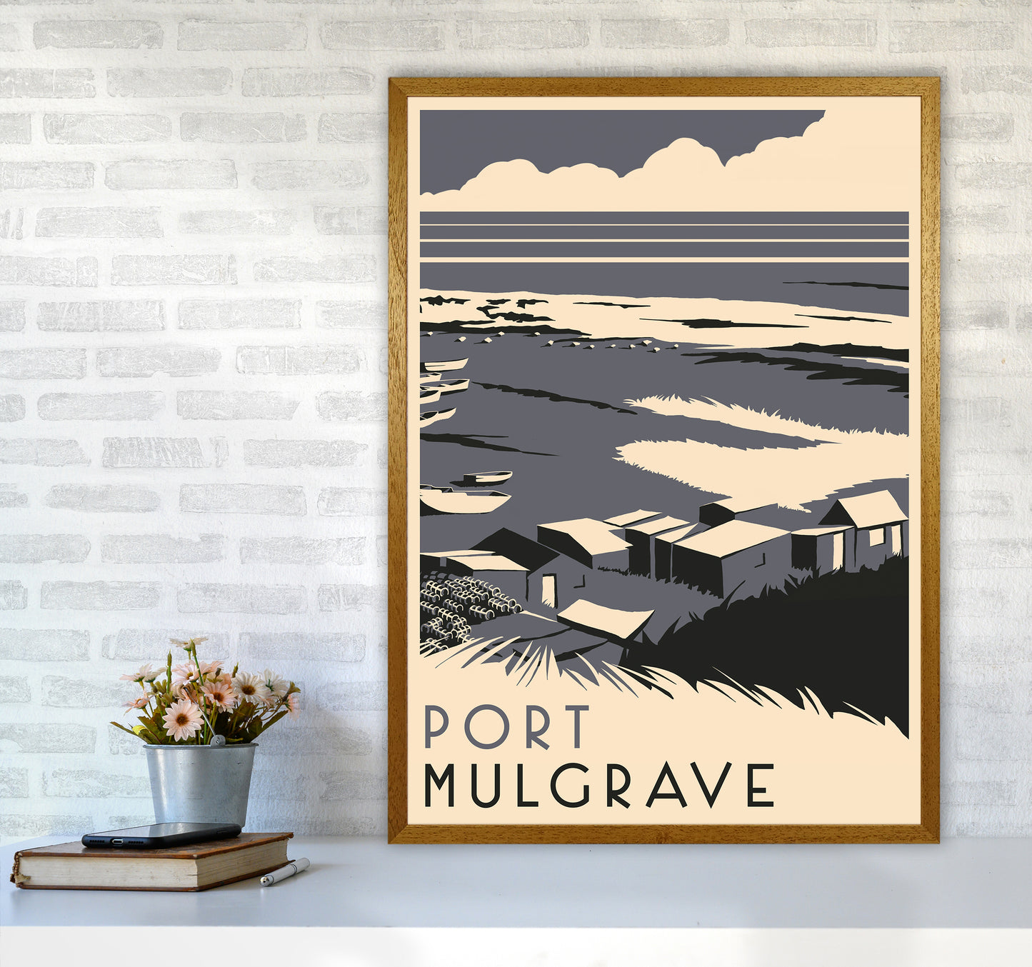 Port Mulgrave portrait Travel Art Print by Richard O'Neill A1 Print Only