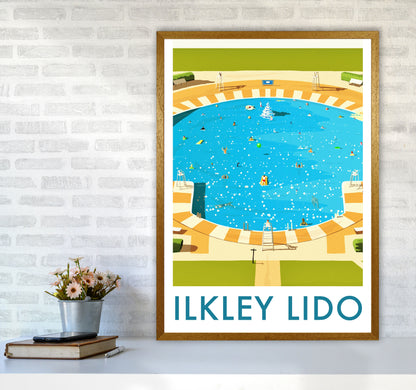 Ilkley Lido portrait Travel Art Print by Richard O'Neill A1 Print Only