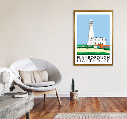 Flamborough Lighthouse Framed Digital Art Print by Richard O'Neill A1 Print Only