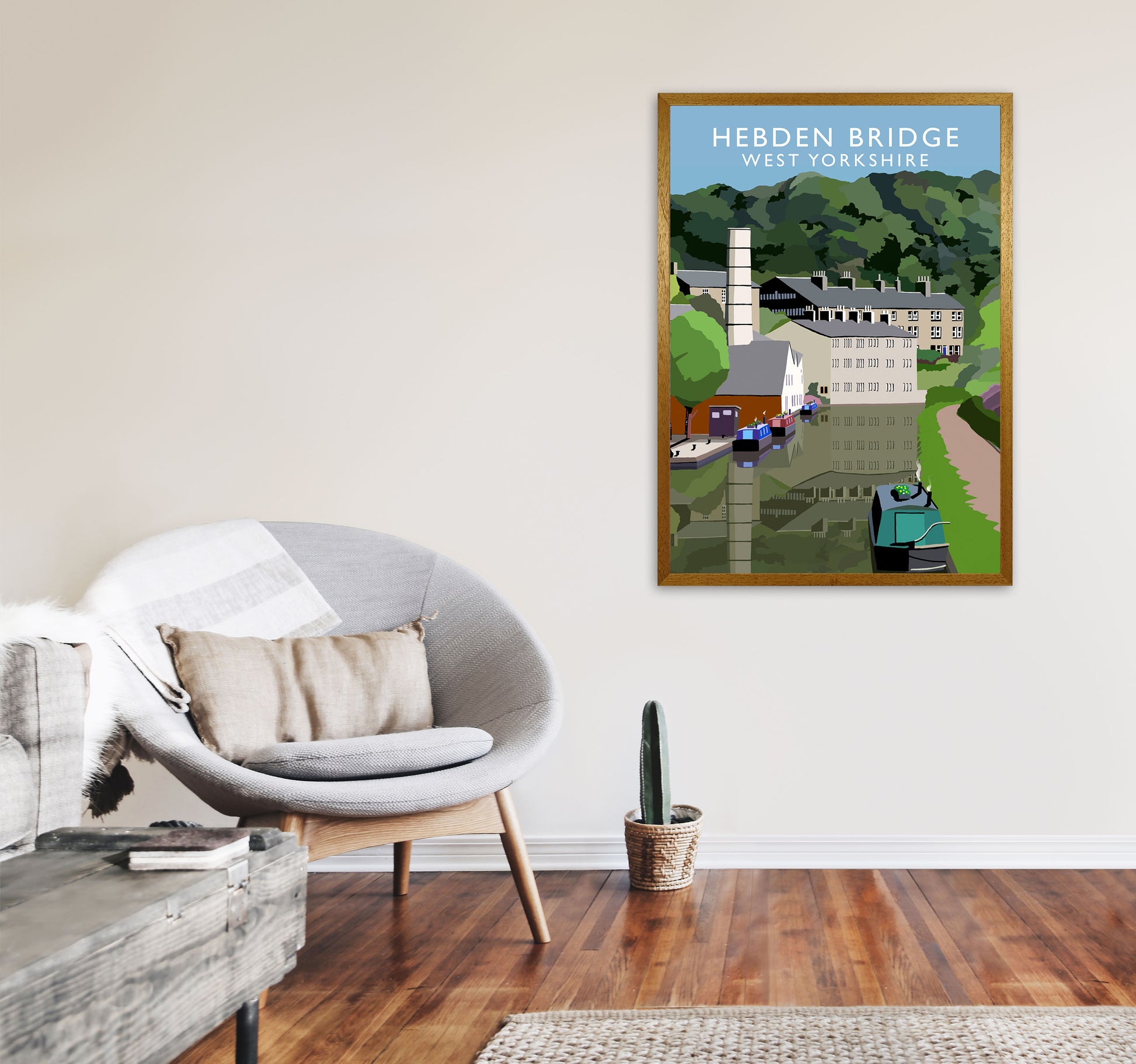 Hebden Bridge West Yorkshire Travel Art Print by Richard O'Neill A1 Print Only