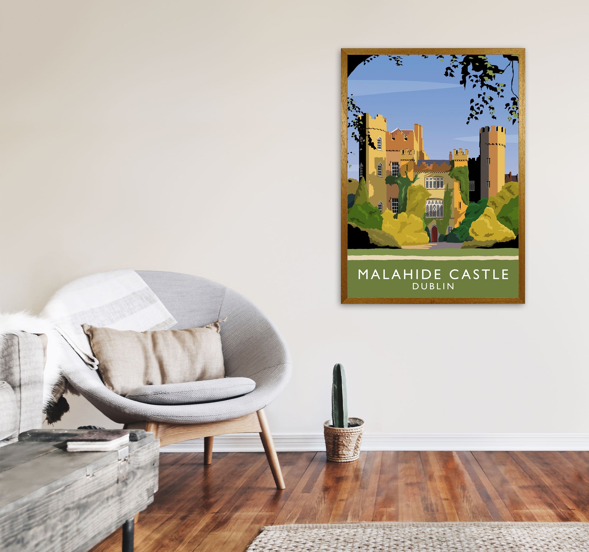 Malahide Castle Dublin Travel Art Print by Richard O'Neill, Framed Wall Art A1 Print Only