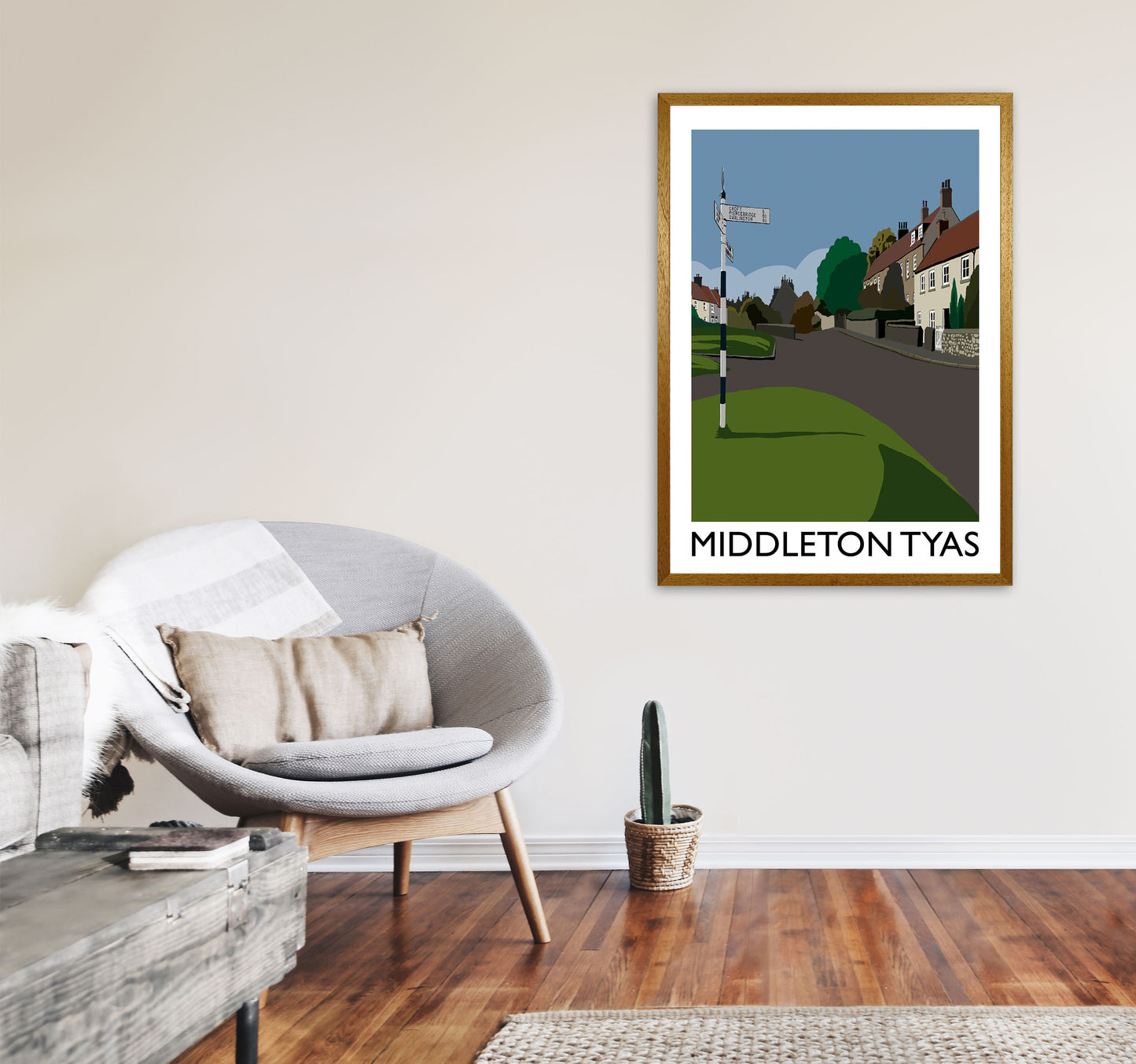 Middleton Tyas Travel Art Print by Richard O'Neill, Framed Wall Art A1 Print Only