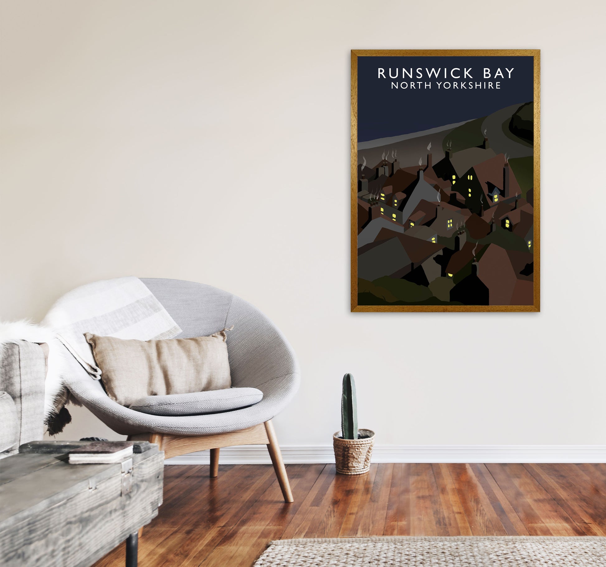 Runswick Bay North Yorkshrie Travel Art Print by Richard O'Neill A1 Print Only