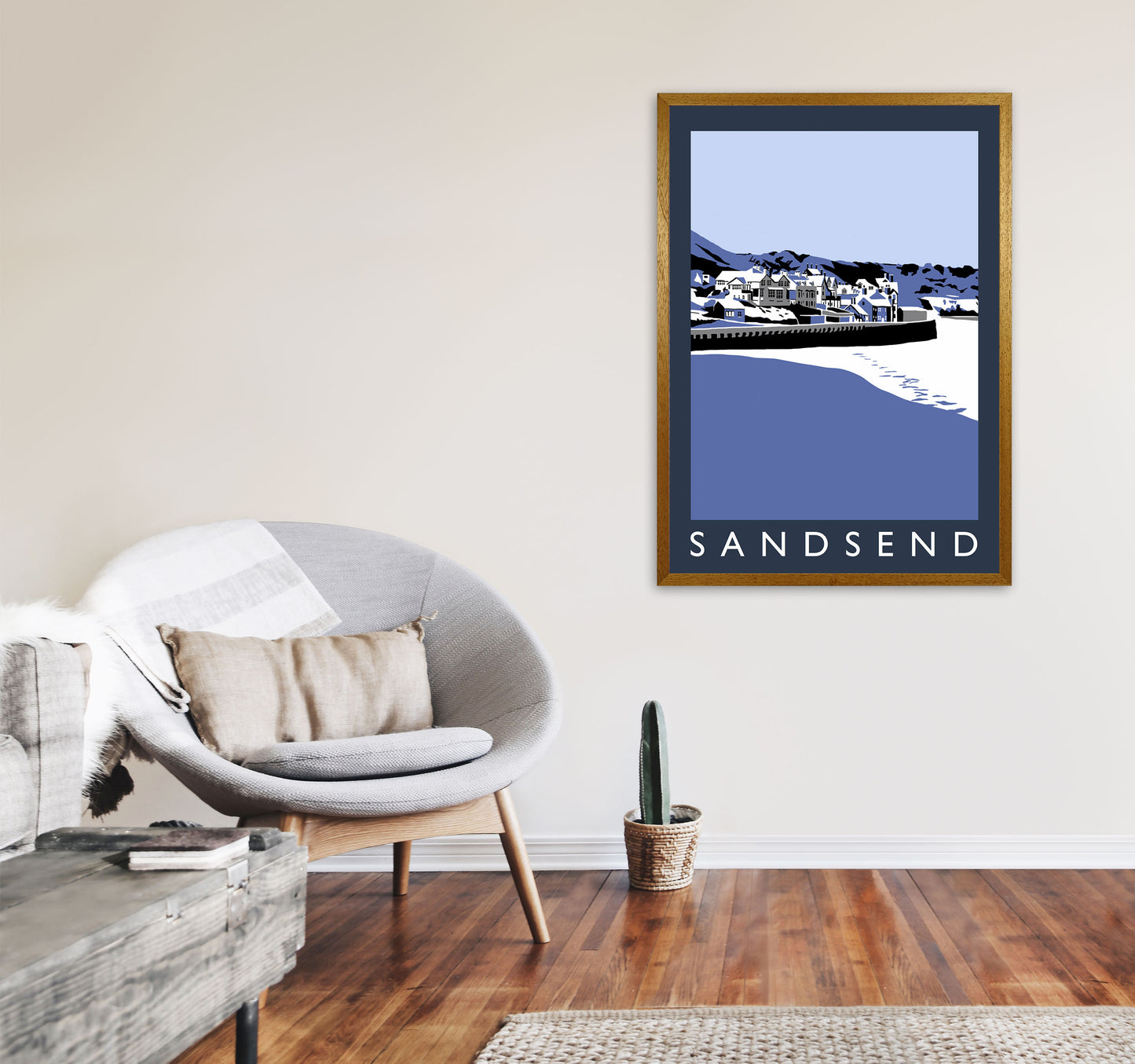 Sandsend Travel Art Print by Richard O'Neill, Framed Wall Art A1 Print Only