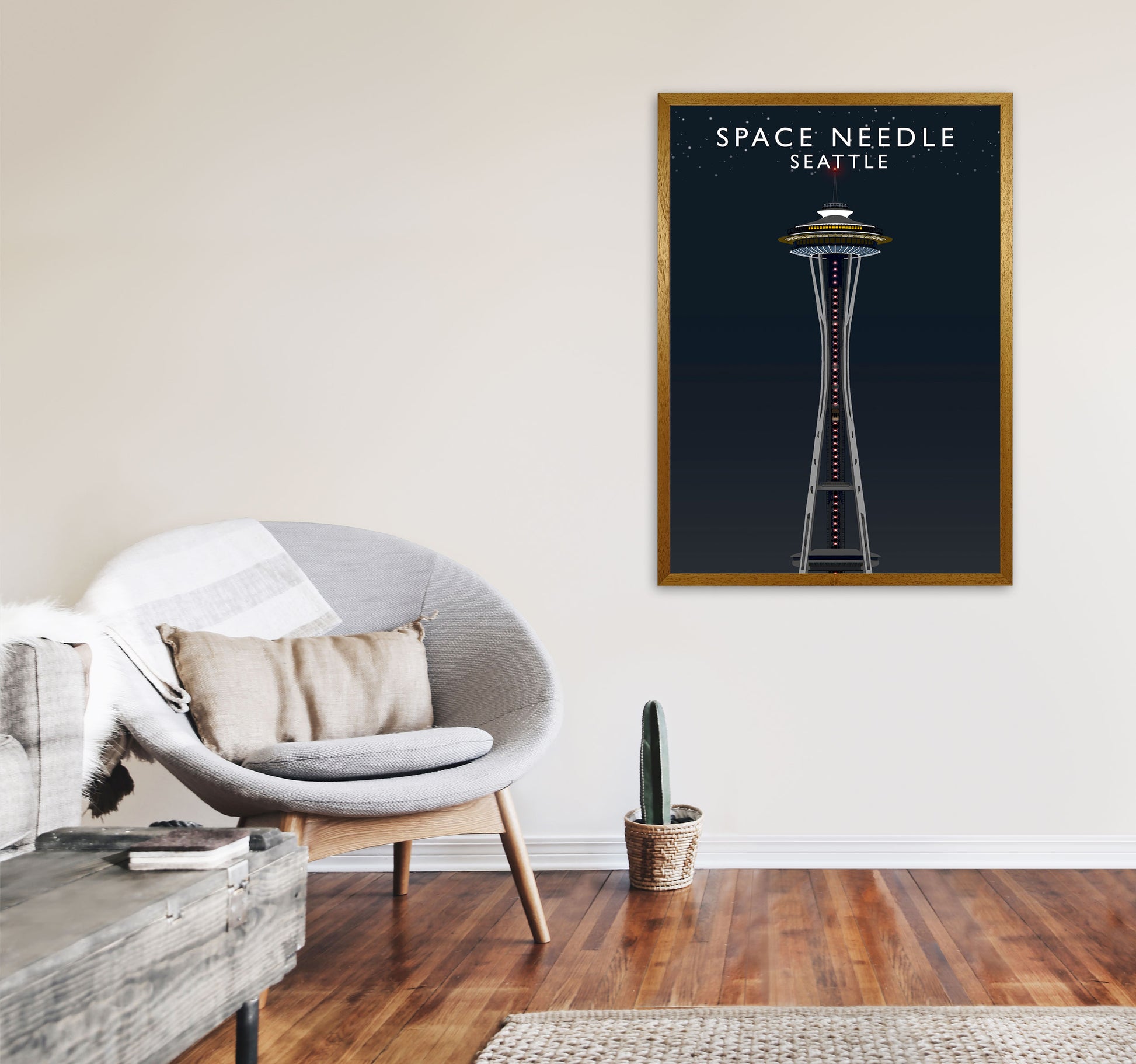 Space Needle Seattle Art Print by Richard O'Neill A1 Print Only