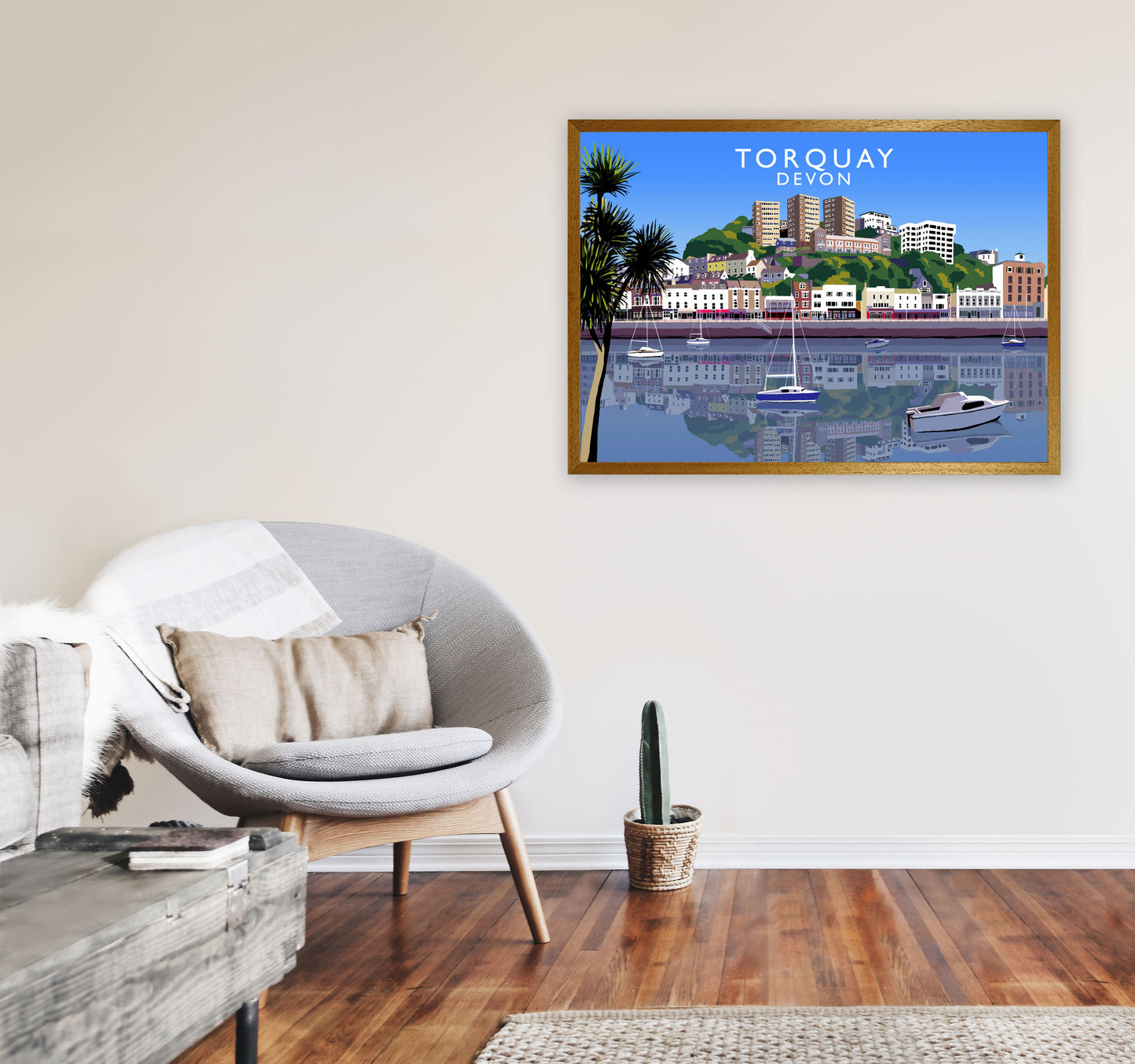 Torquay Devon Art Print by Richard O'Neill, Framed Wall Art A1 Print Only