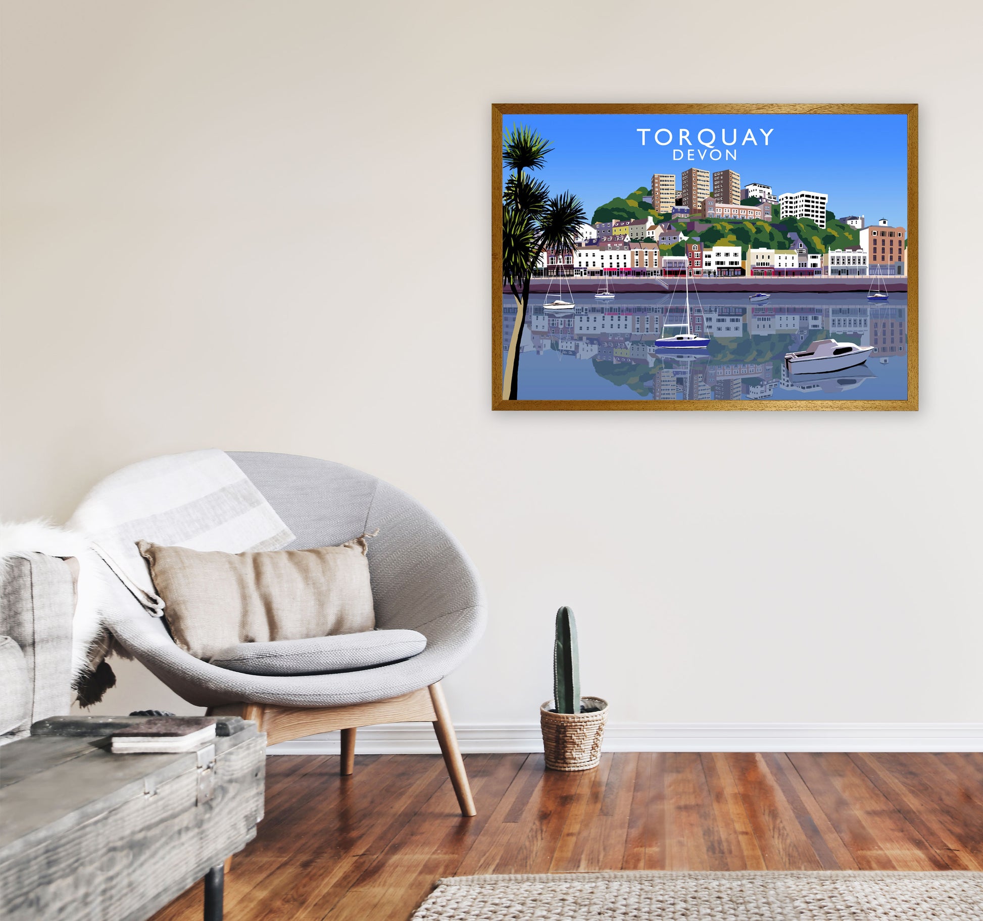Torquay Devon Art Print by Richard O'Neill, Framed Wall Art A1 Print Only