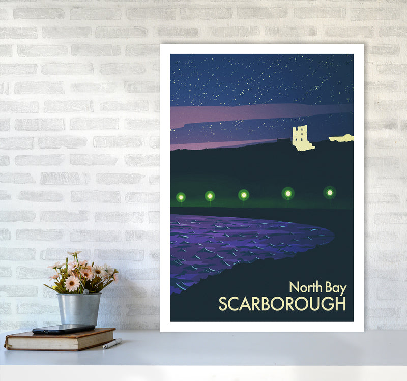 North Bay, Scarborough (Night) Portrait Art Print by Richard O'Neill A1 Black Frame