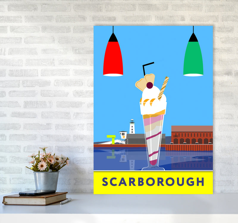Icecream at Scarborough Travel Art Print by Richard O'Neill A1 Black Frame