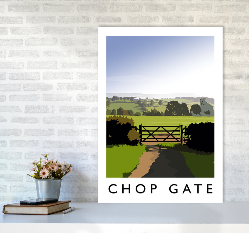 Chop Gate portrait Travel Art Print by Richard O'Neill A1 Black Frame