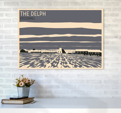 The Delph, Eccleshill Travel Art Print by Richard O'Neill A1 Black Frame