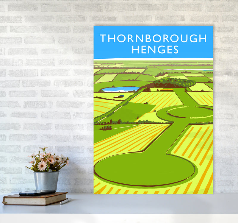 Thornborough Henges portrait Travel Art Print by Richard O'Neill A1 Black Frame