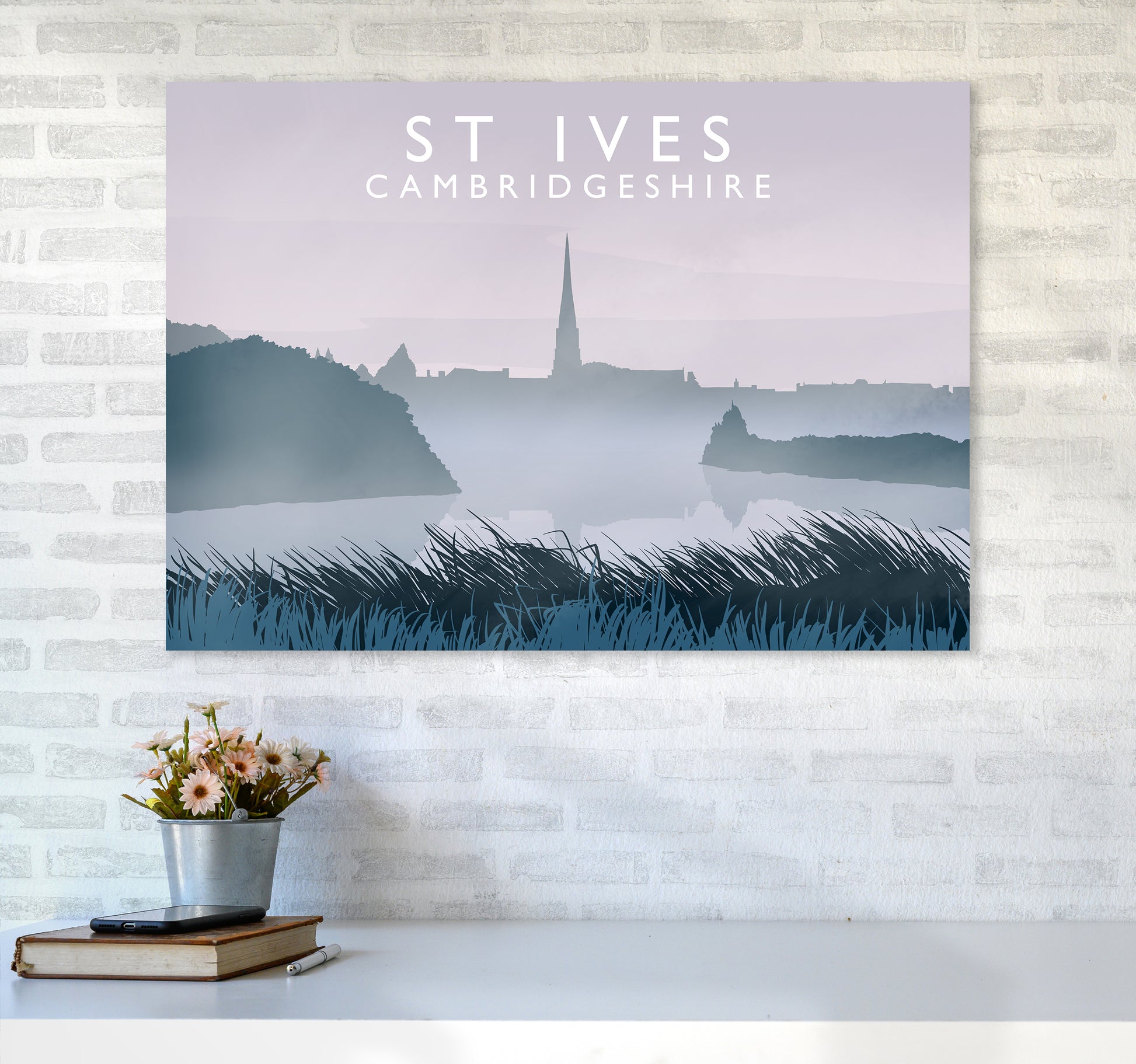 St Ives Travel Art Print by Richard O'Neill A1 Black Frame