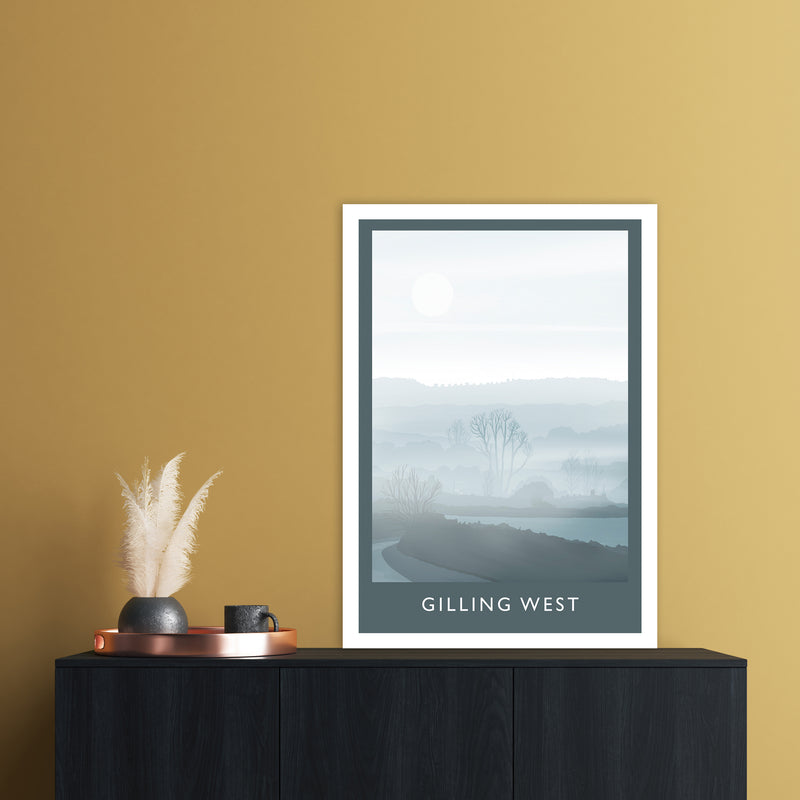 Gilling West (Winter) Portrait Travel Art Print by Richard O'Neill A1 Black Frame