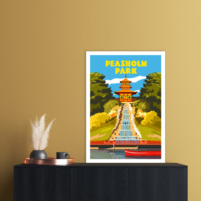 Peasholm Park Travel Art Print by Richard O'Neill A1 Black Frame