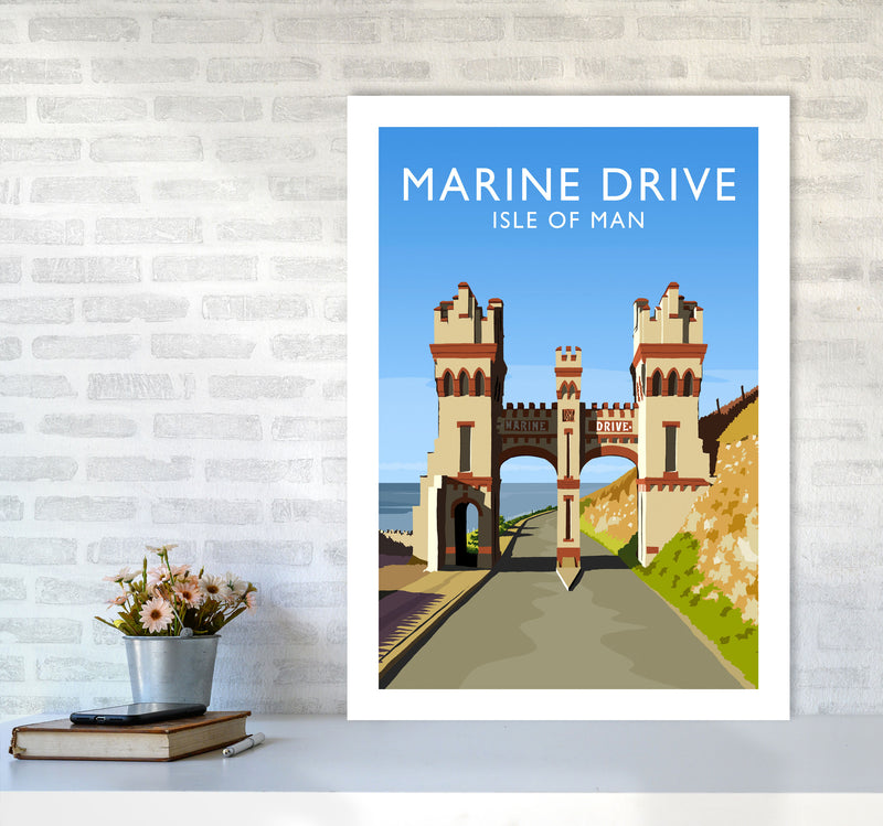 Marine Drive portrait Travel Art Print by Richard O'Neill A1 Black Frame