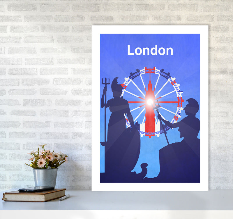 London (Britannia) portrait Travel Art Print by Richard O'Neill A1 Black Frame
