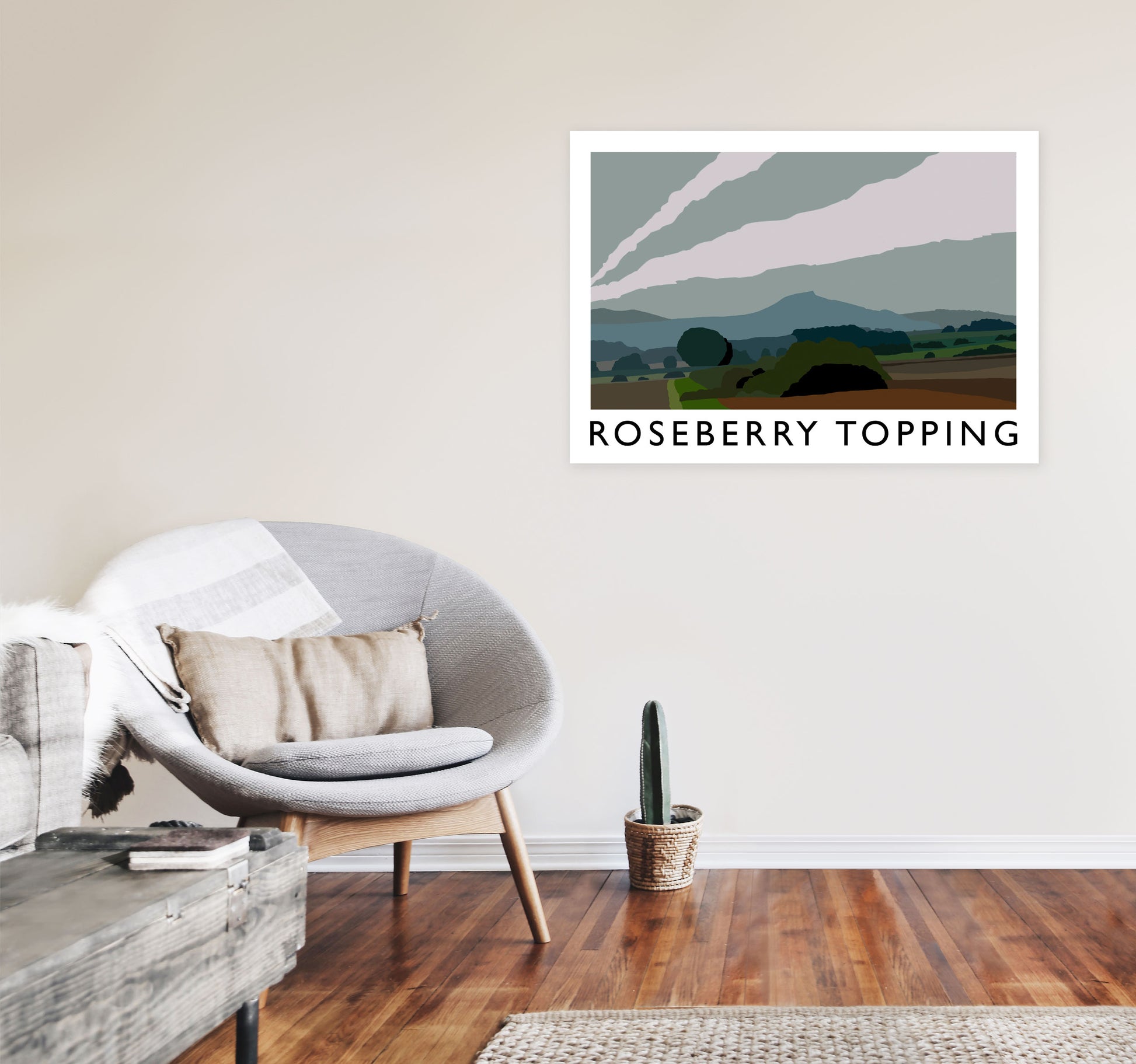Roseberry Topping Art Print by Richard O'Neill A1 Black Frame