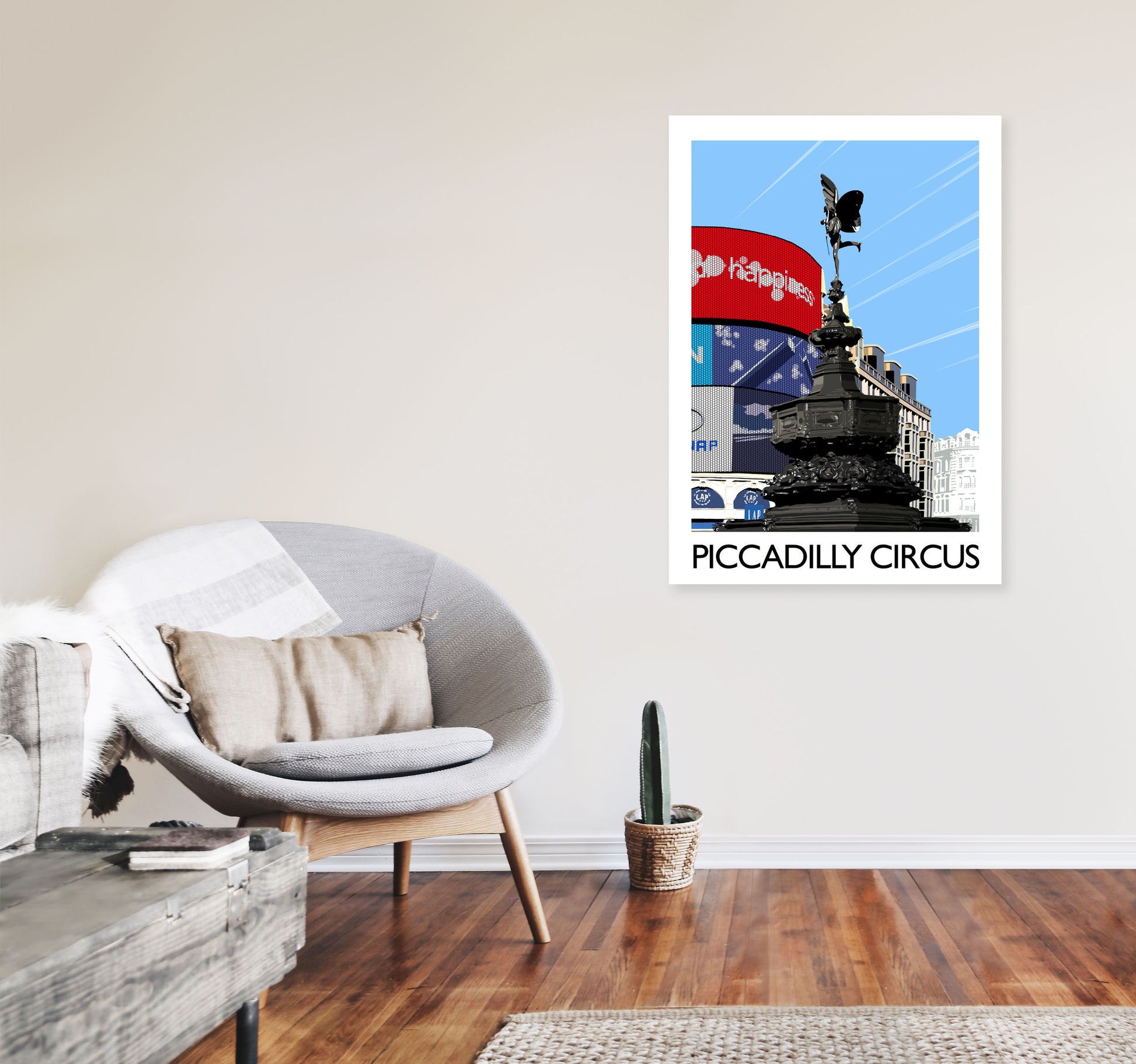 Piccadilly Circus London Art Print by Richard O'Neill A1 Black Frame