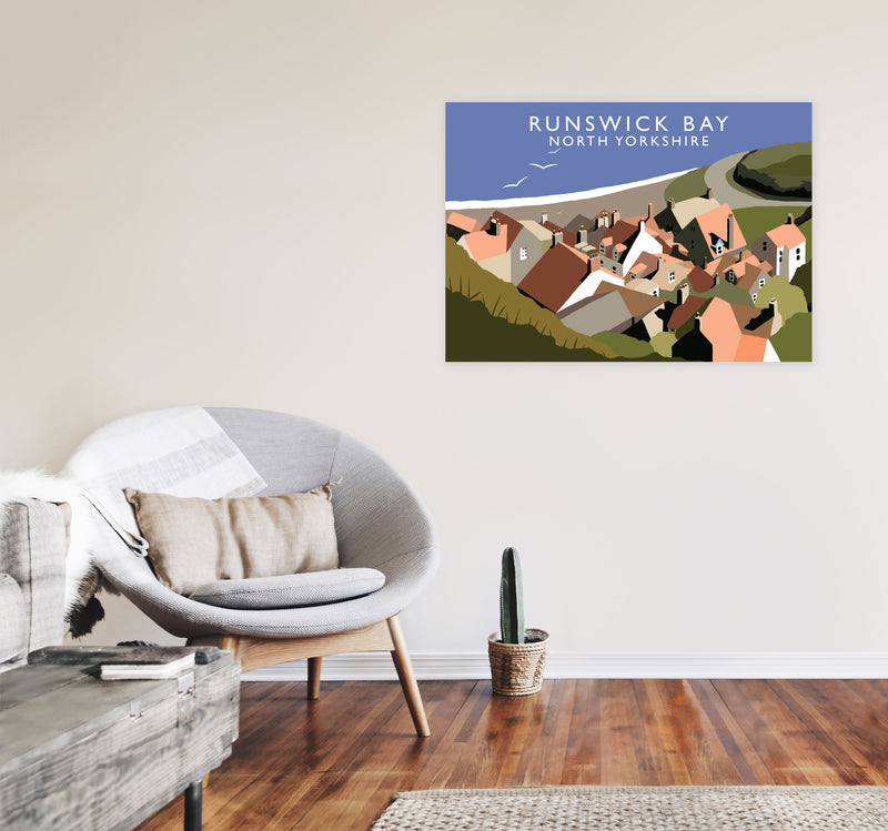 Runswick Bay North Yorkshire Art Print by Richard O'Neill A1 Black Frame