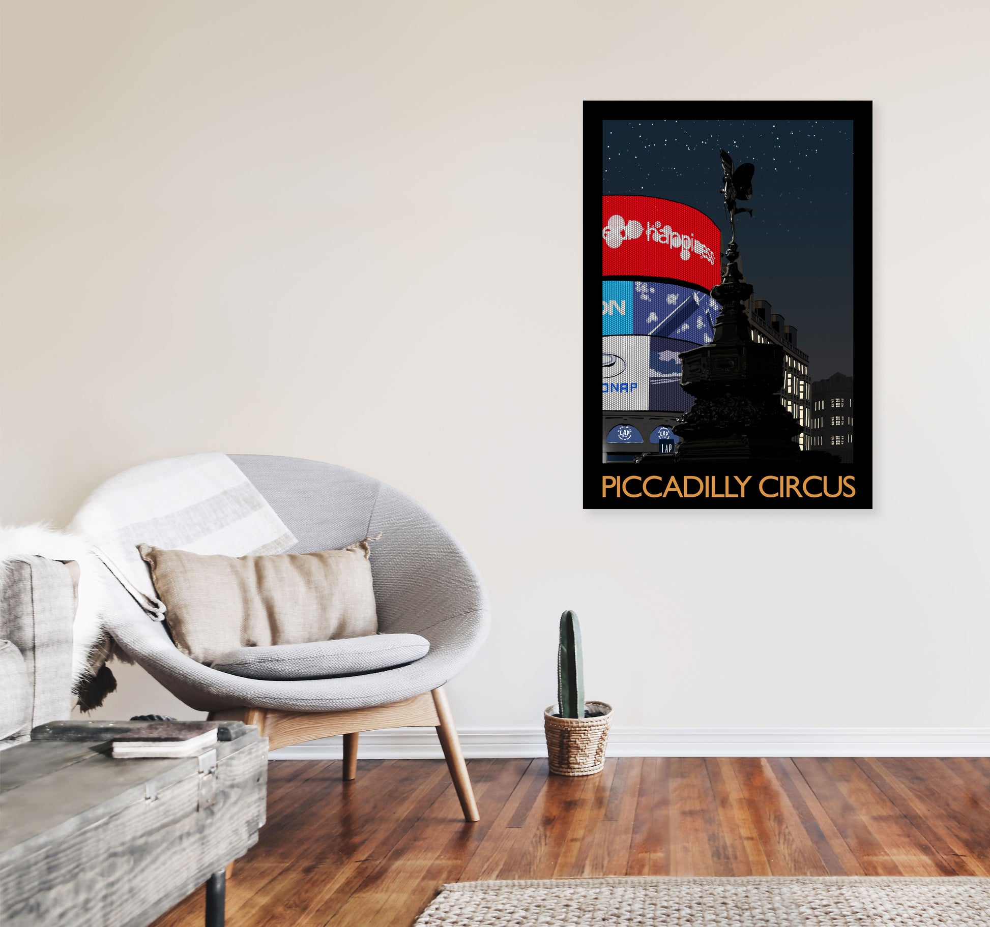 Piccadilly Circus by Richard O'Neill A1 Black Frame